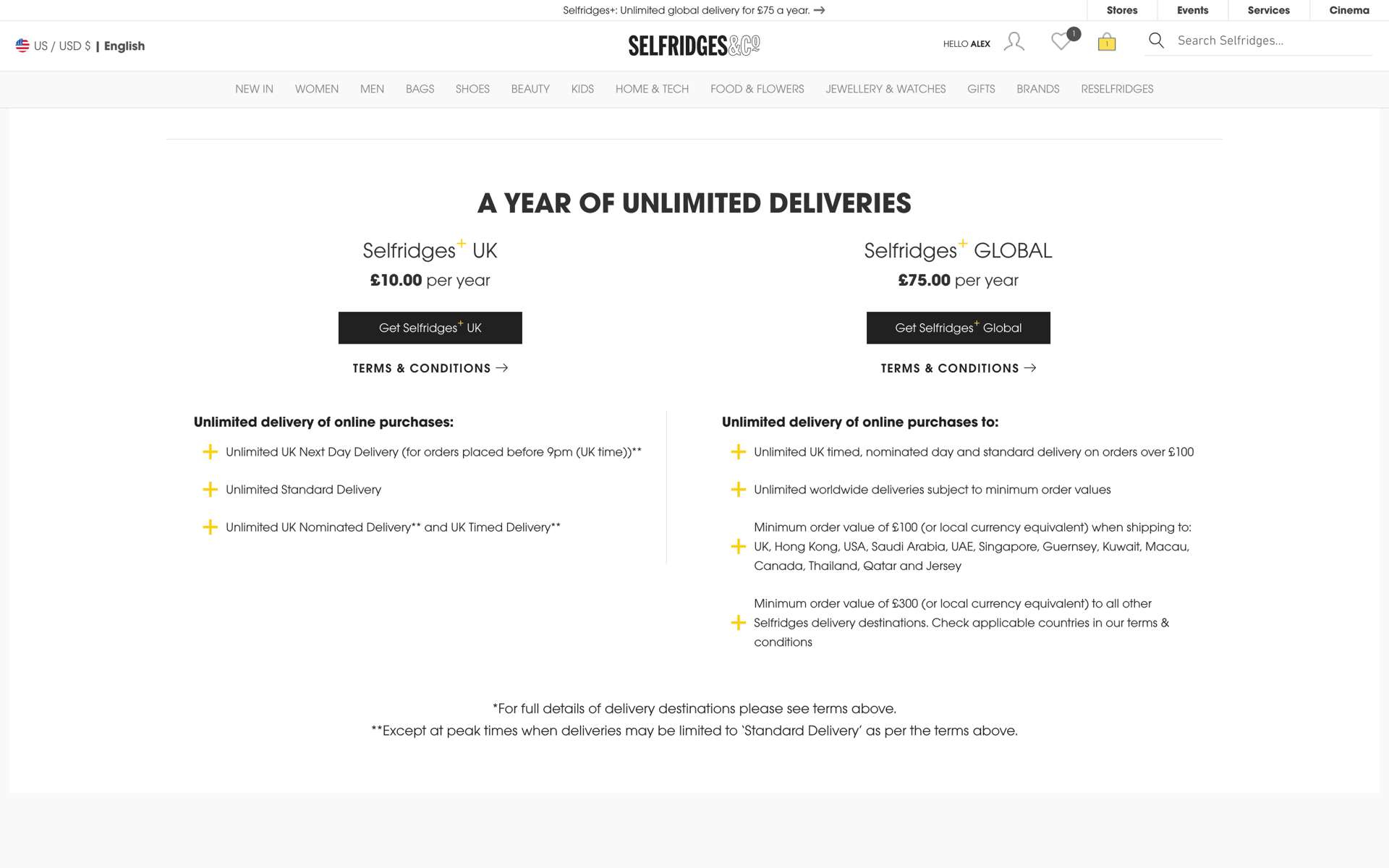 Selfridges Web Shopping interface screenshot 24
