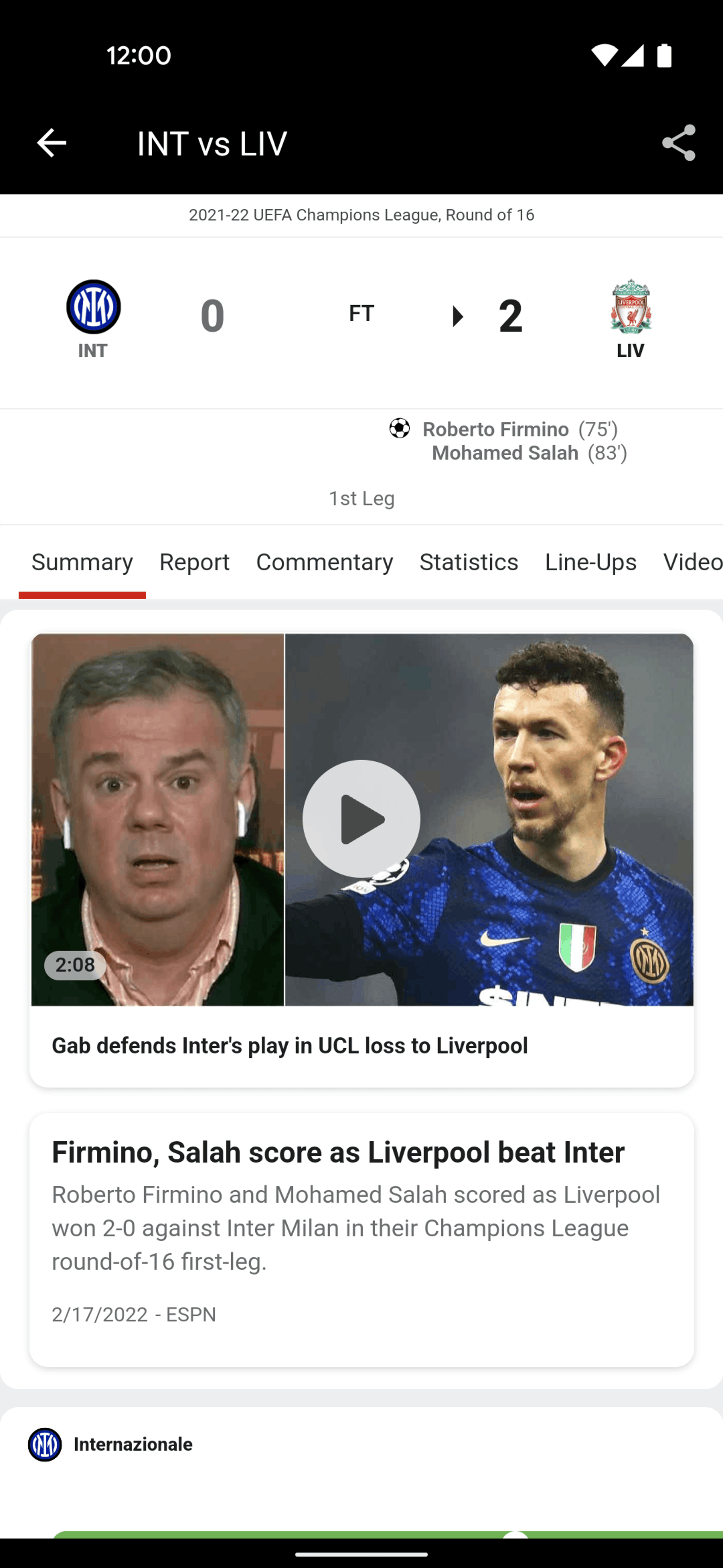 ESPN Android Sports interface screenshot 4