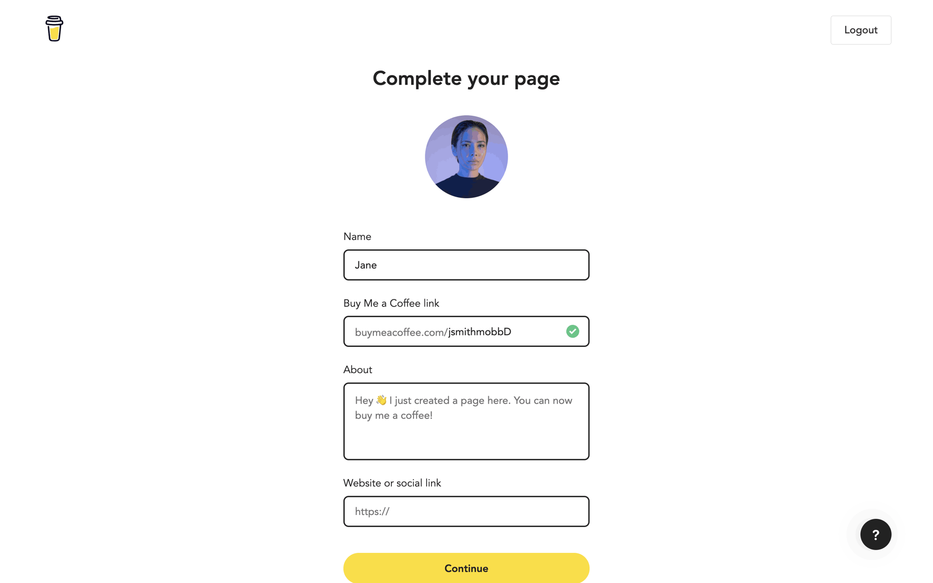 Buy Me a Coffee Web Business interface screenshot 22
