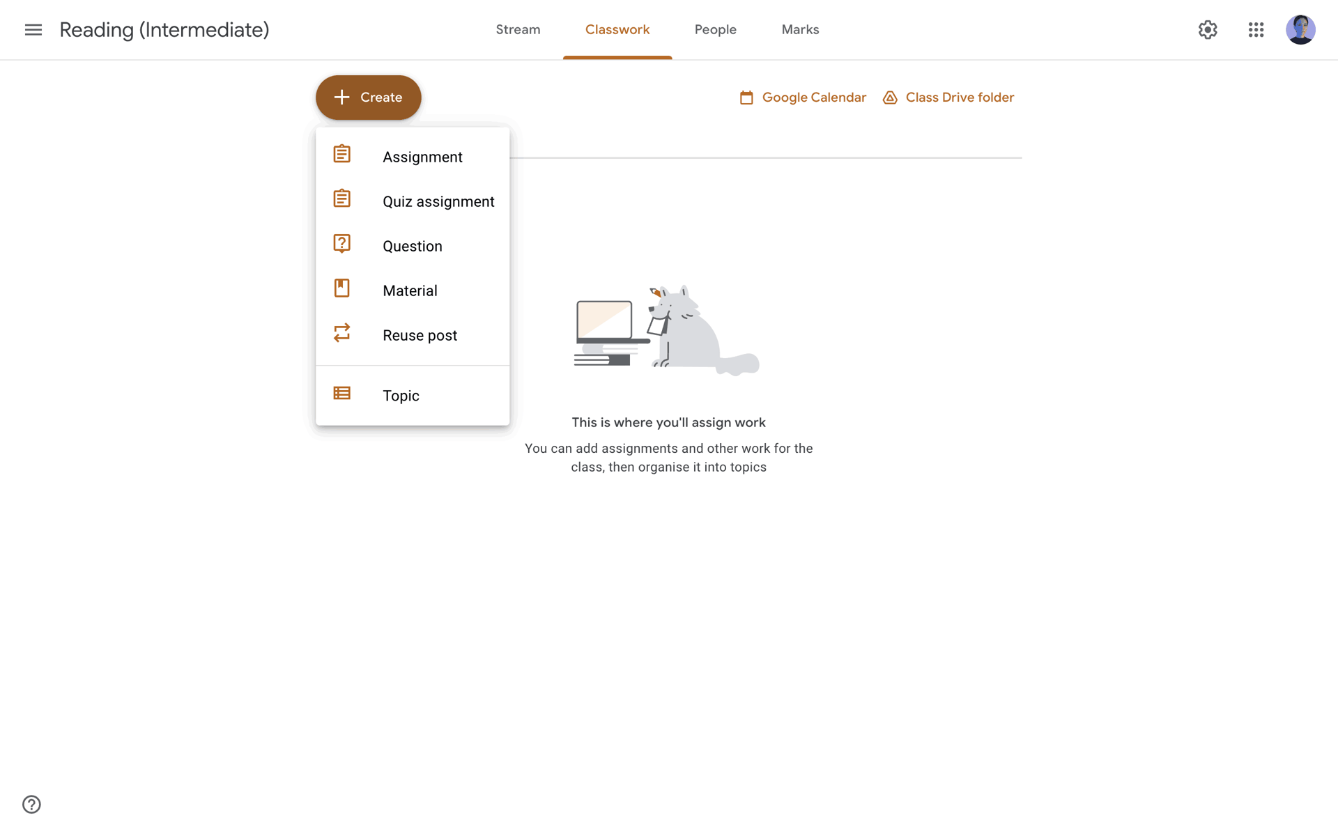Google Classroom Web Collaboration interface screenshot 20