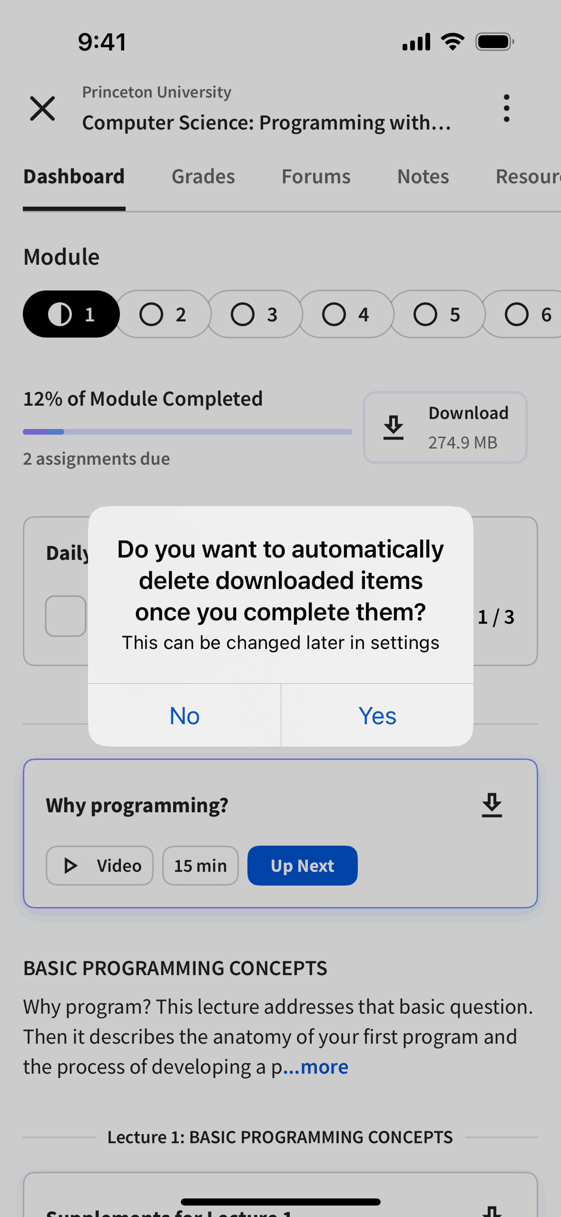 Coursera iOS Education interface screenshot 20