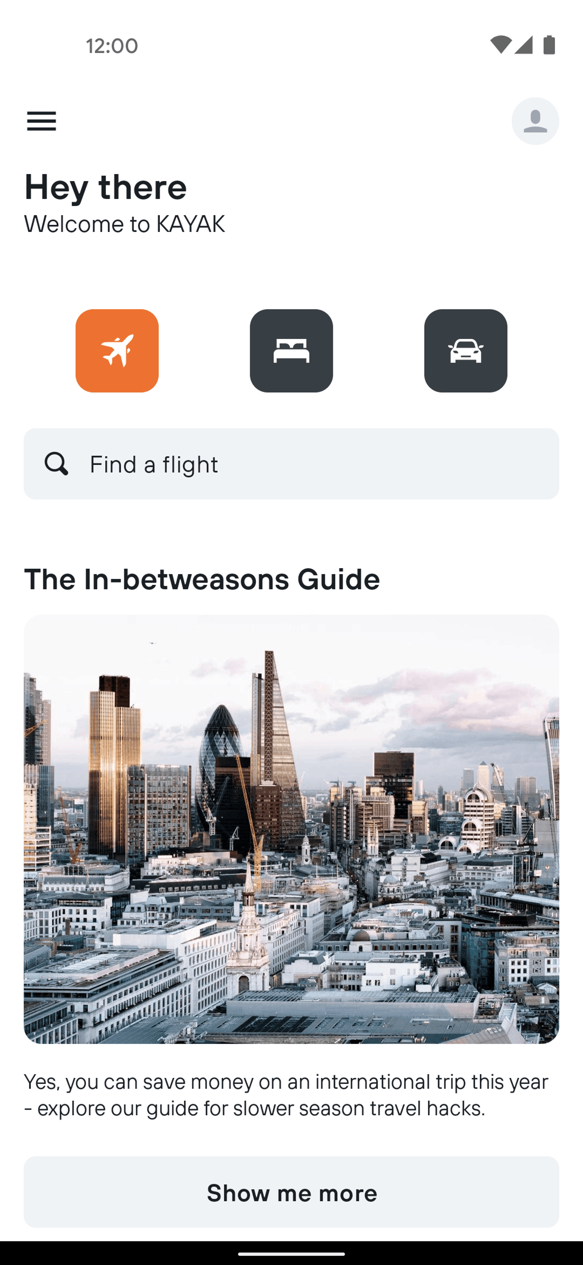 KAYAK Android Travel & Transportation interface screenshot 2