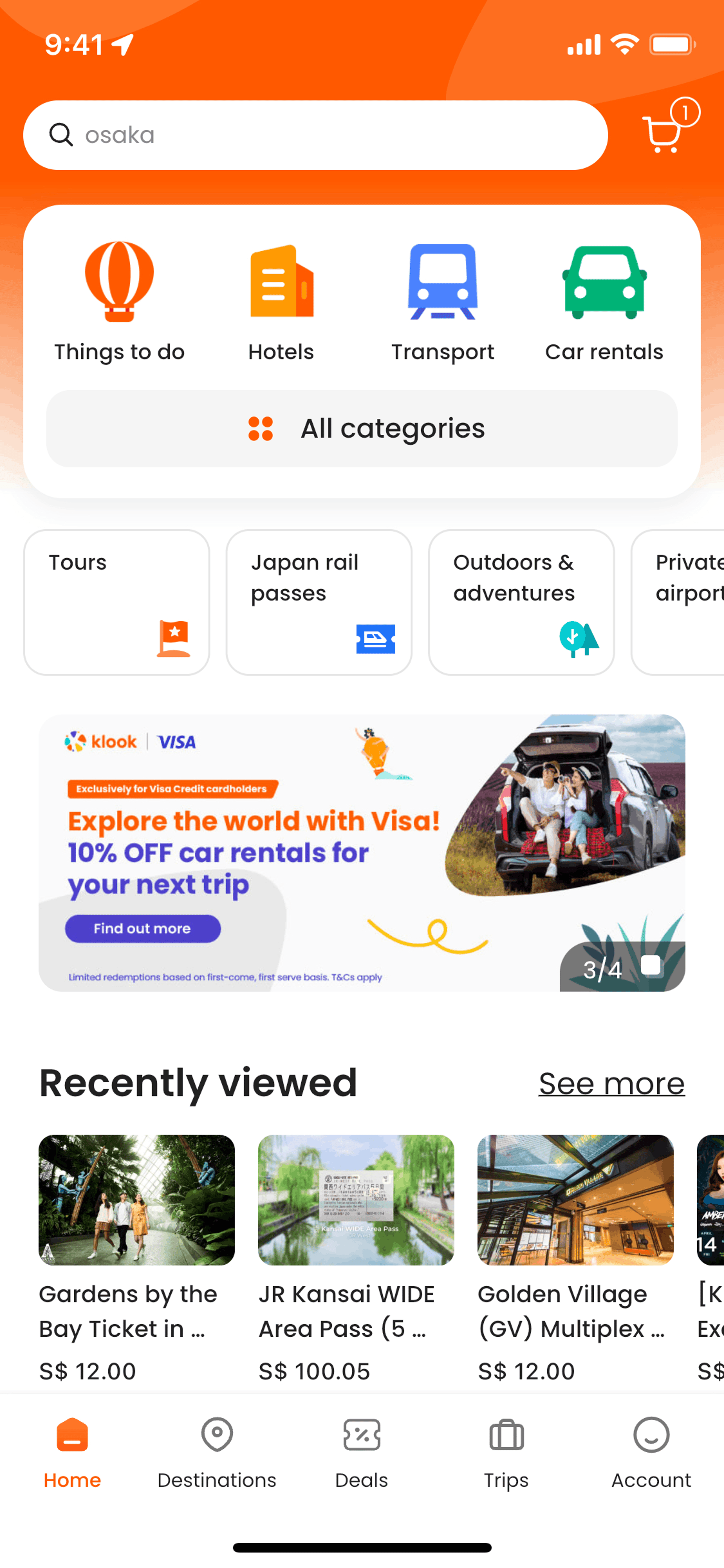 Klook iOS Travel & Transportation interface screenshot 2