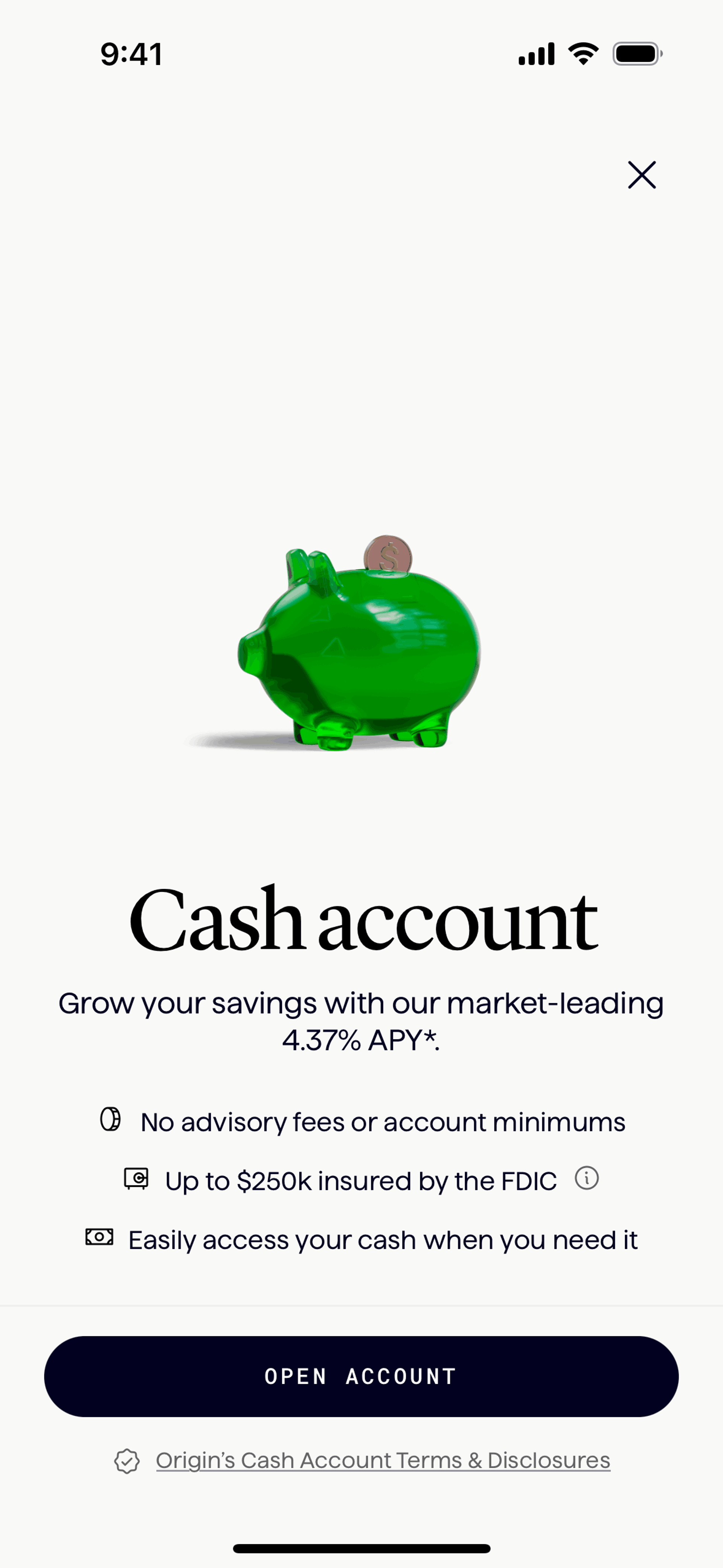 Origin iOS Finance interface screenshot 13