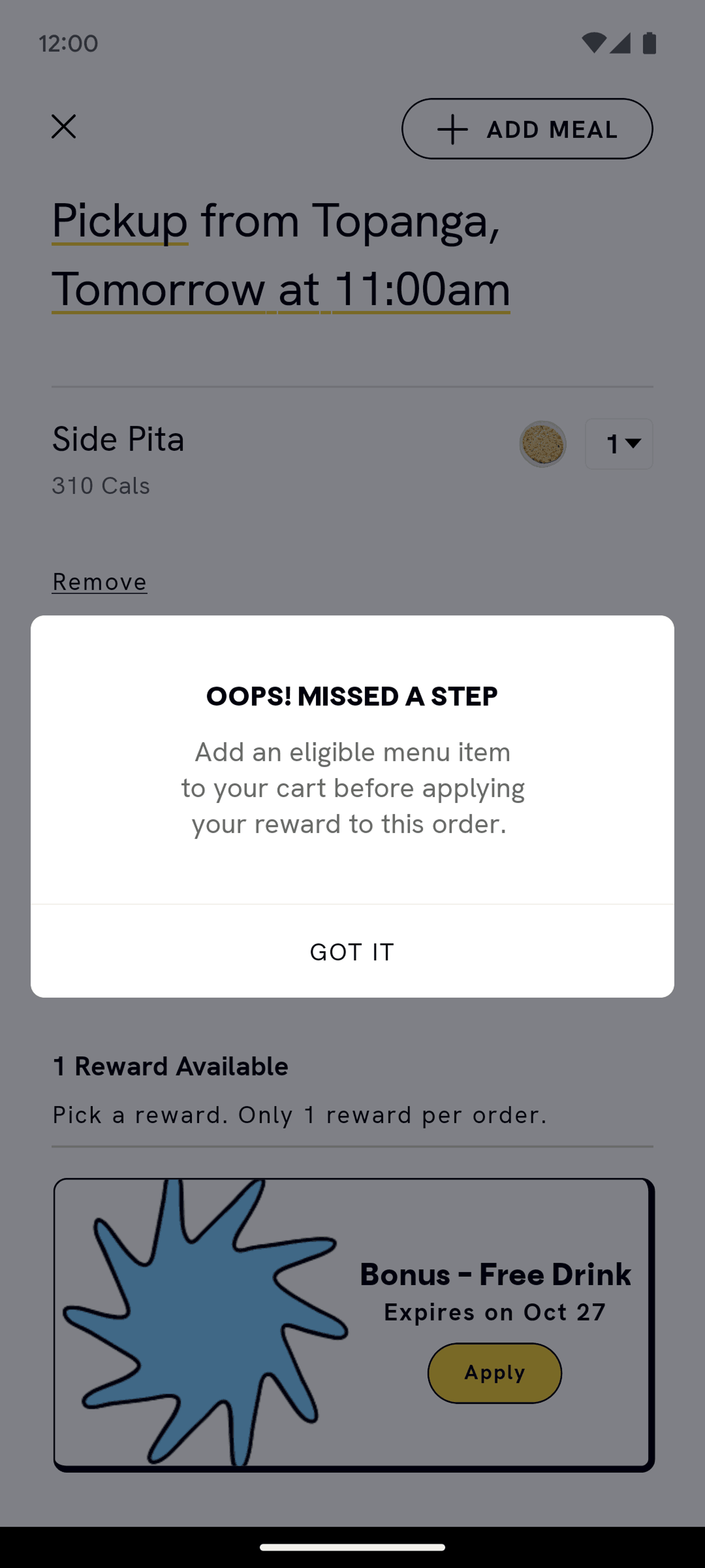 CAVA Android Food & Drink interface screenshot 17