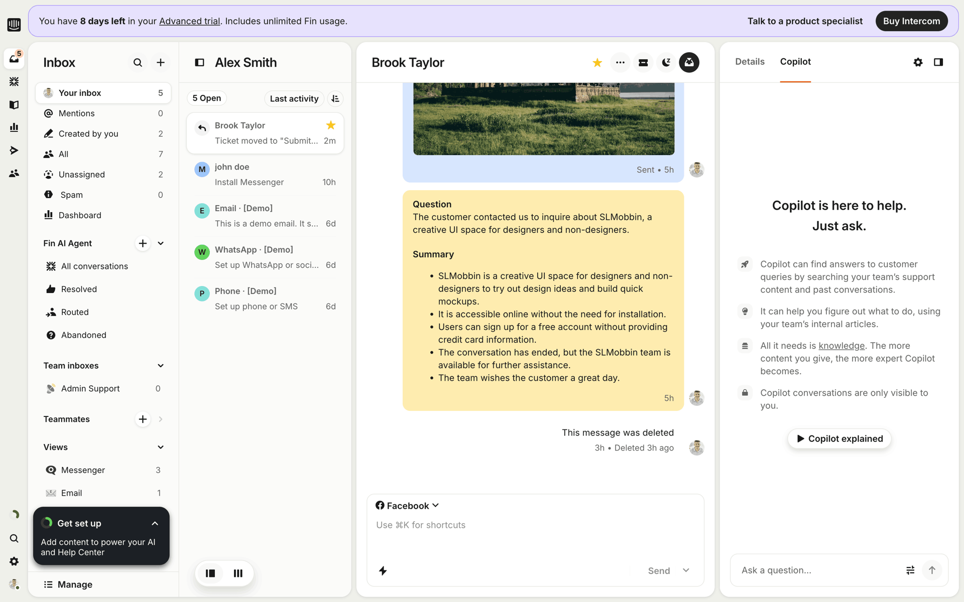 Intercom Web Business interface screenshot 20