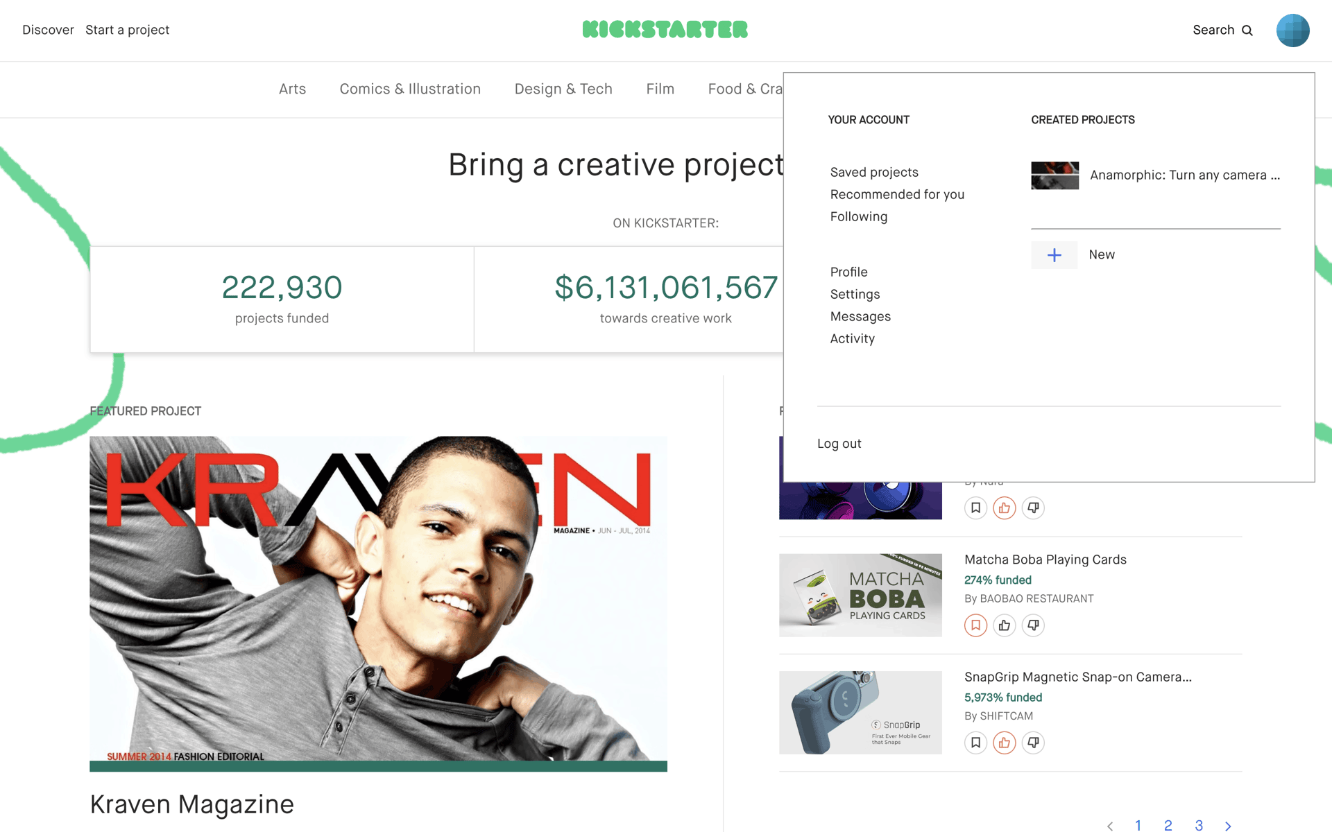 Kickstarter Web Social Networking interface screenshot 20