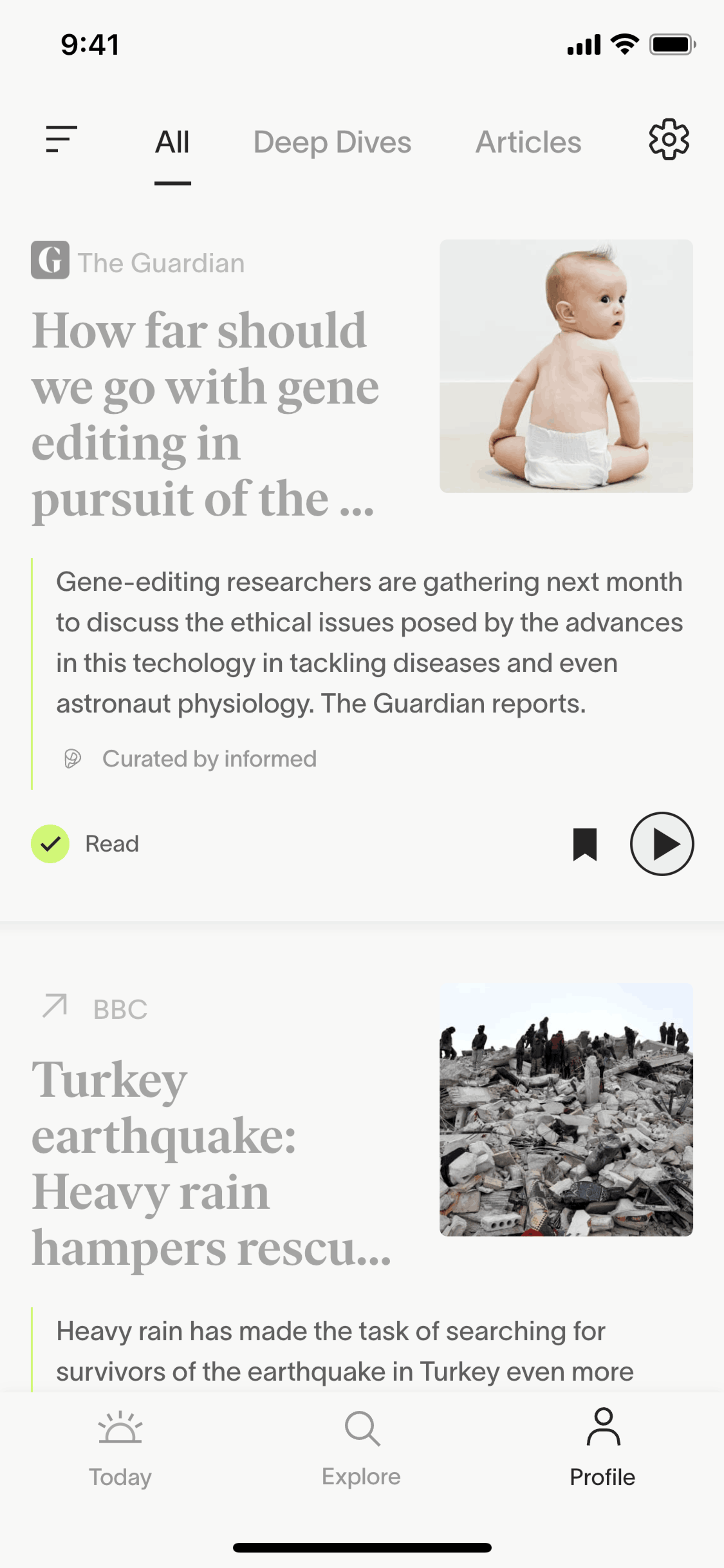 informed News iOS News interface screenshot 3