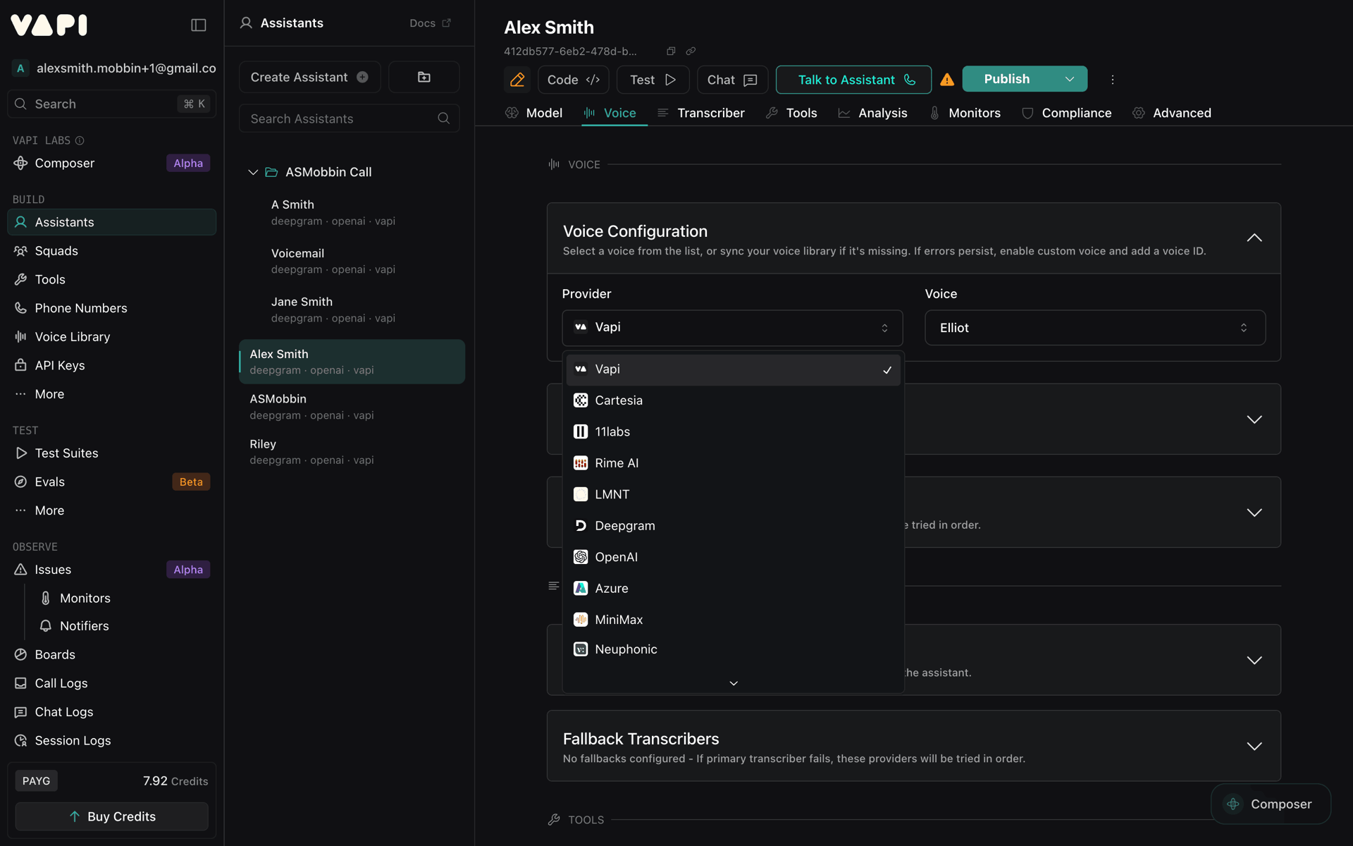 Vapi Web AI interface screenshot 10