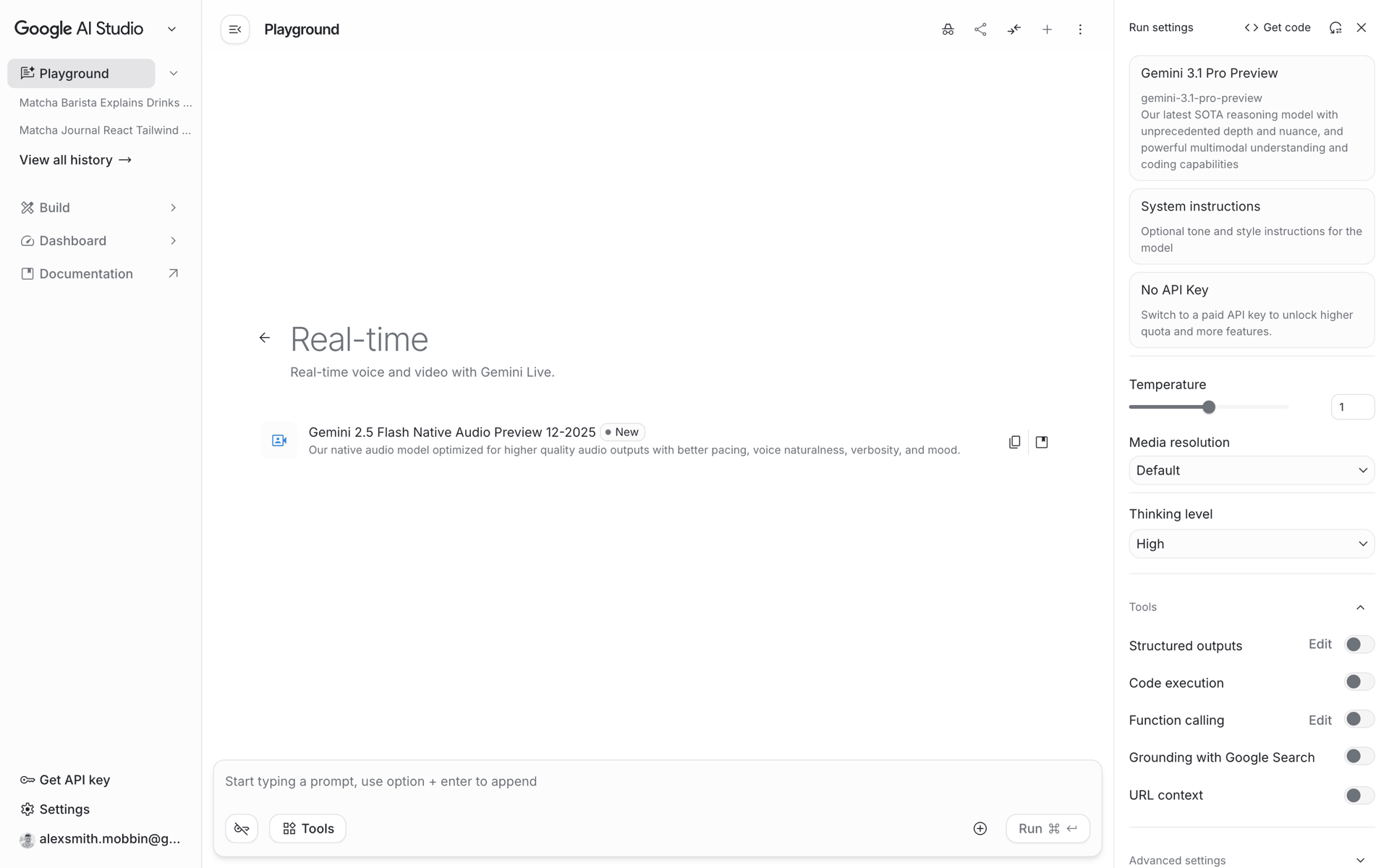 Google AI Studio Web machine learning interface screenshot 17