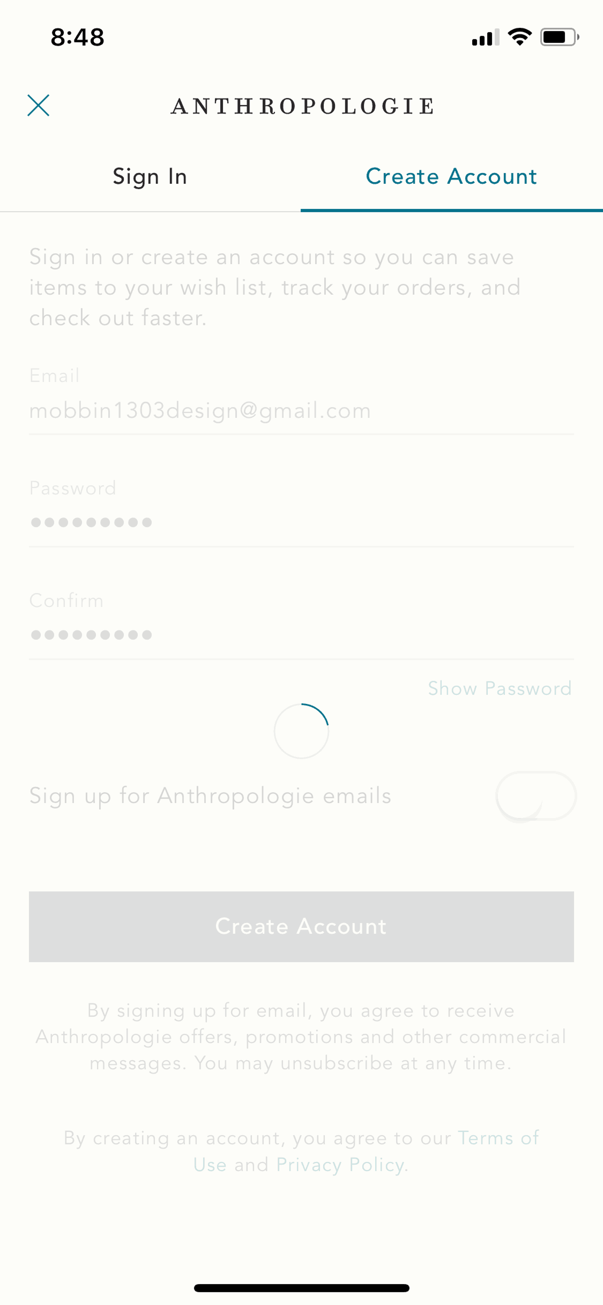 Anthropologie iOS Shopping interface screenshot 5