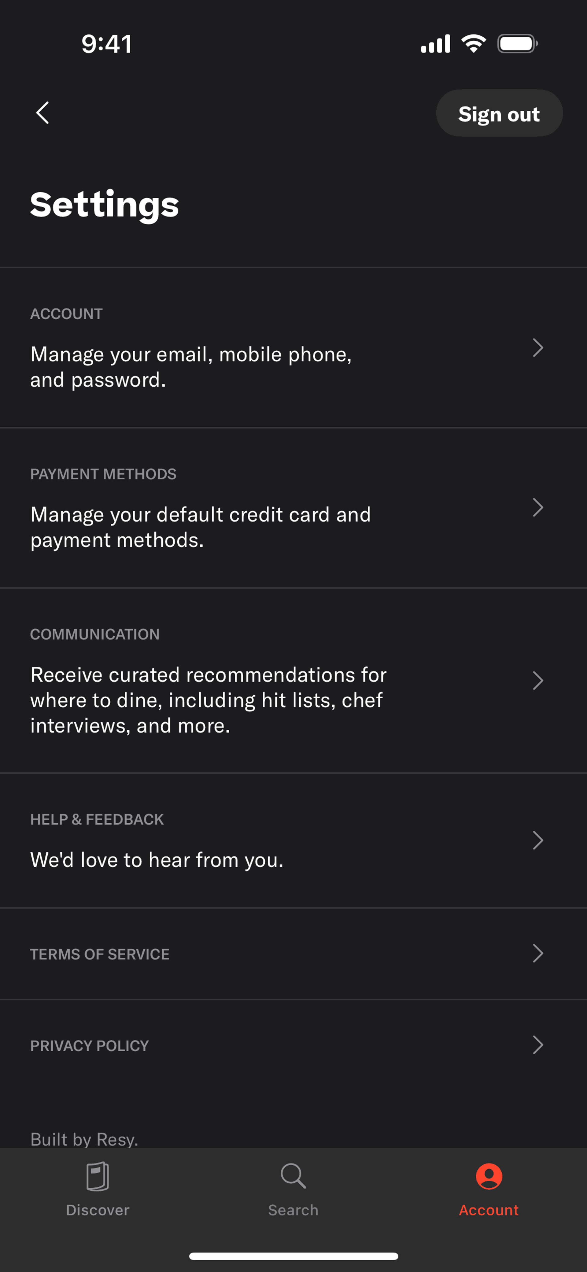 Resy iOS Food & Drink interface screenshot 18