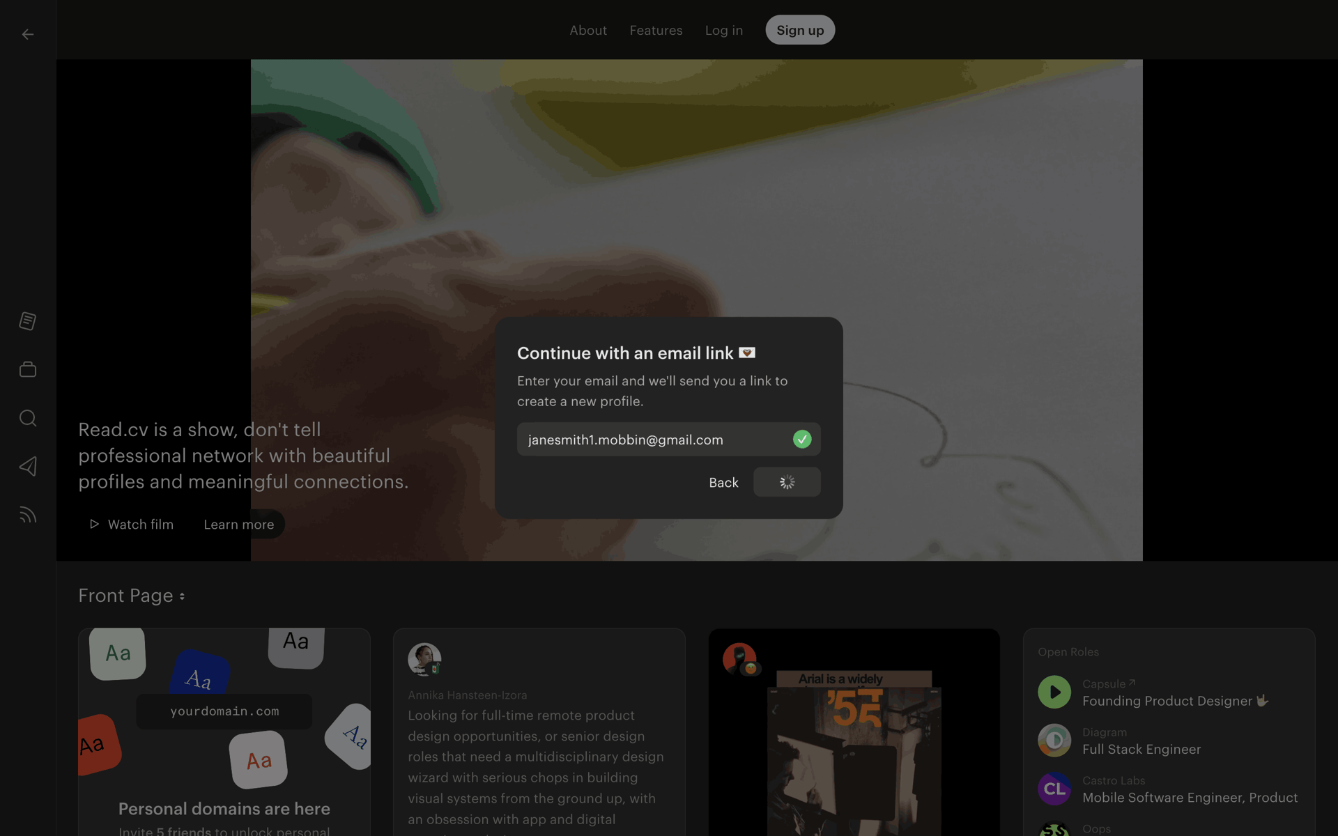 Read.cv Web Social Networking interface screenshot 6