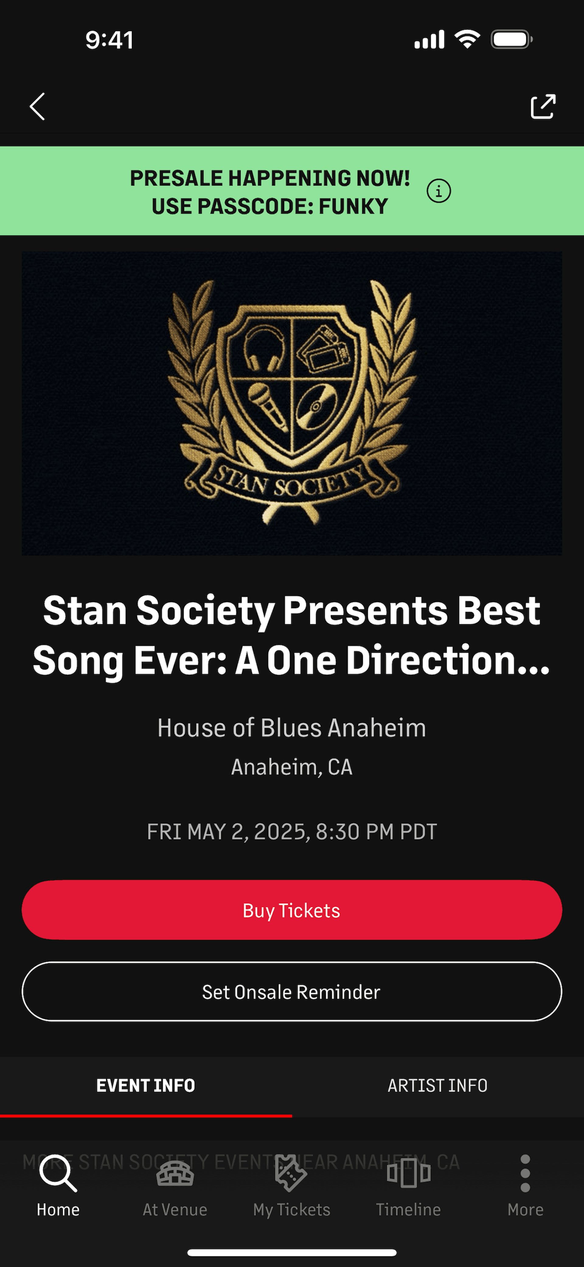 Live Nation iOS Music & Audio interface screenshot 9