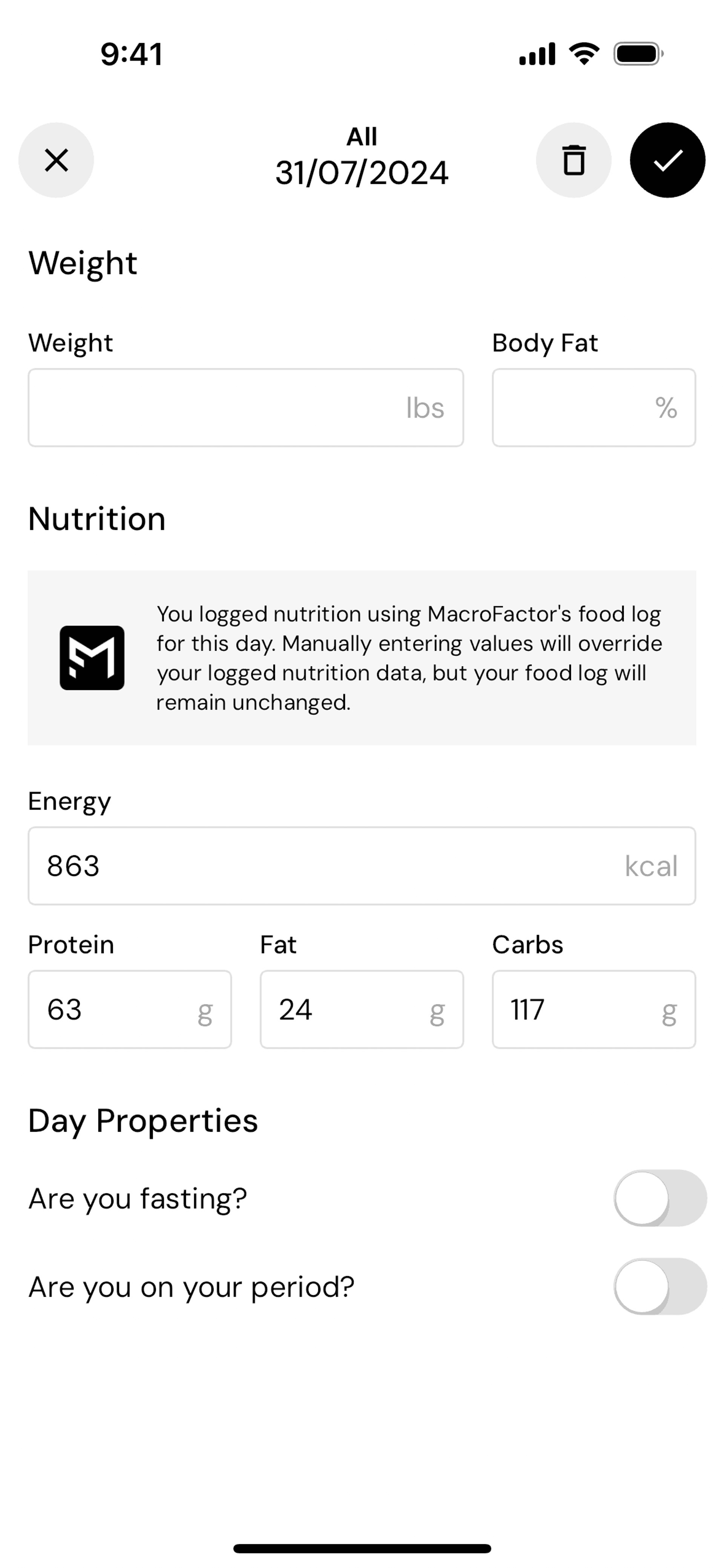 MacroFactor iOS Health & Fitness interface screenshot 5