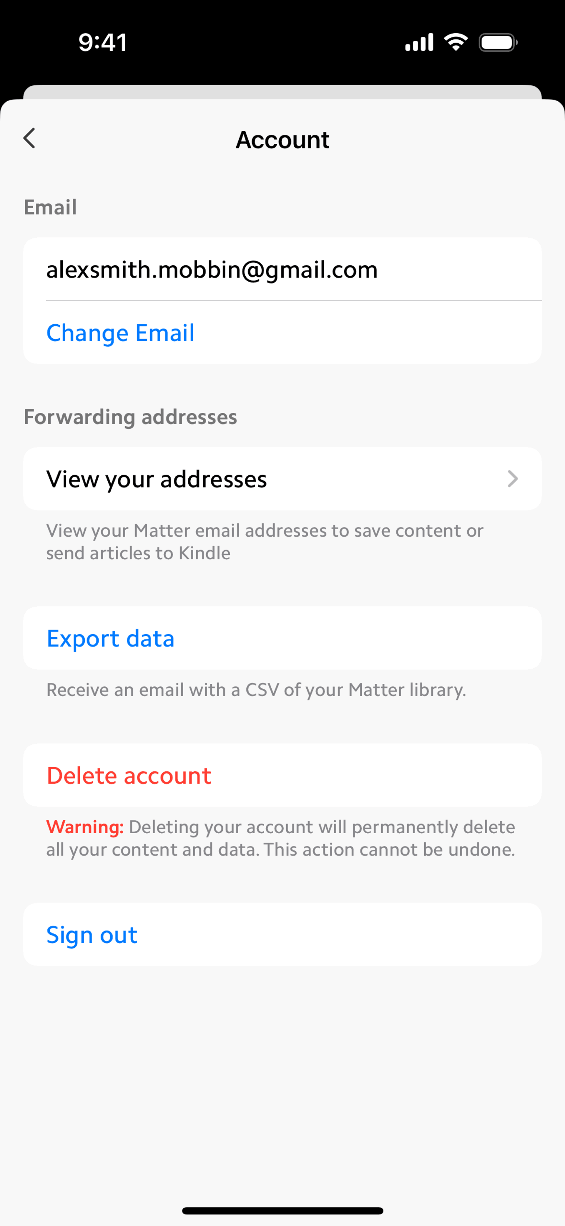 Matter iOS Reference interface screenshot 17