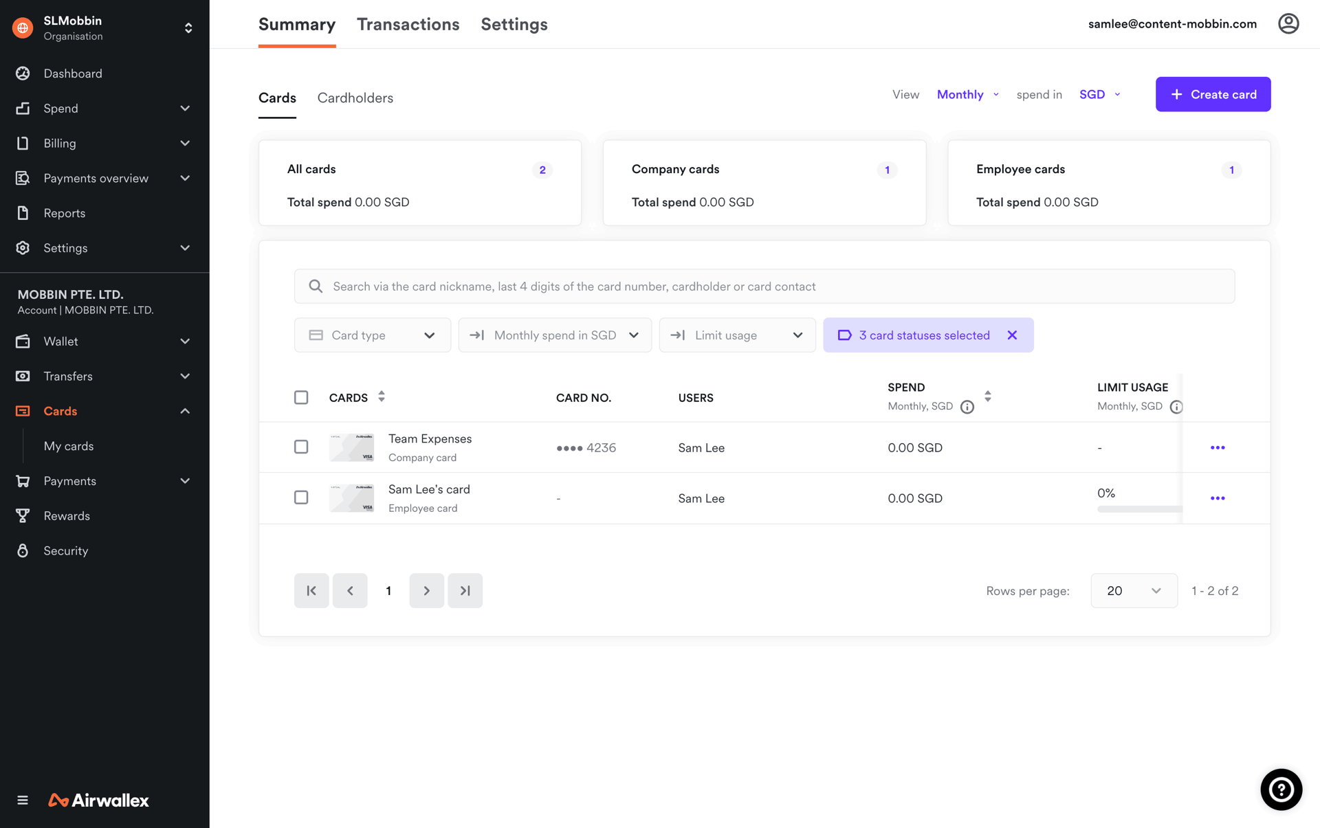 Airwallex Web Finance interface screenshot 9