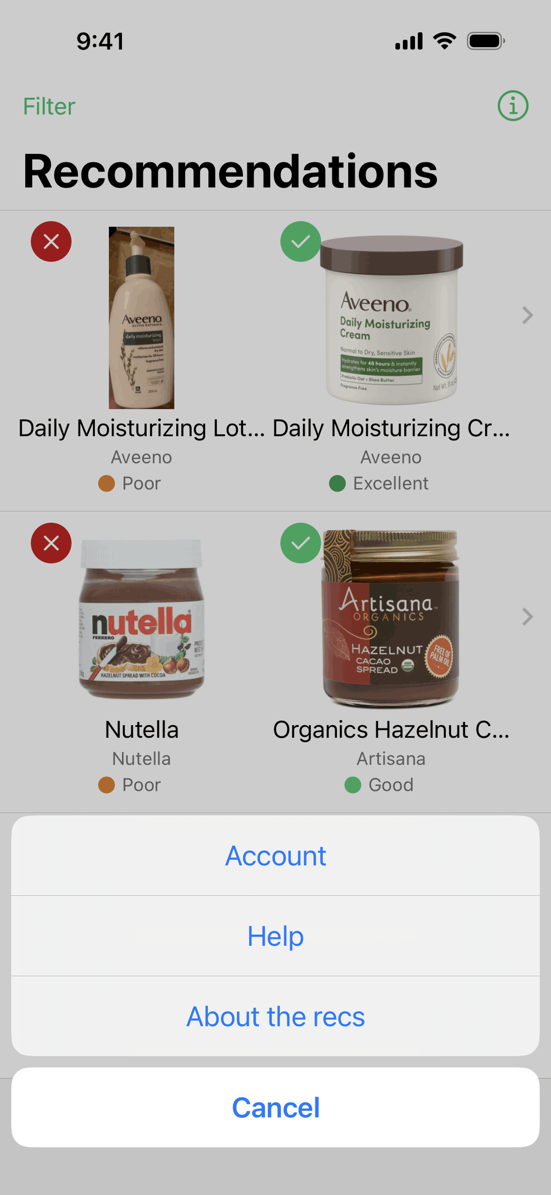 Yuka iOS Health & Fitness interface screenshot 13