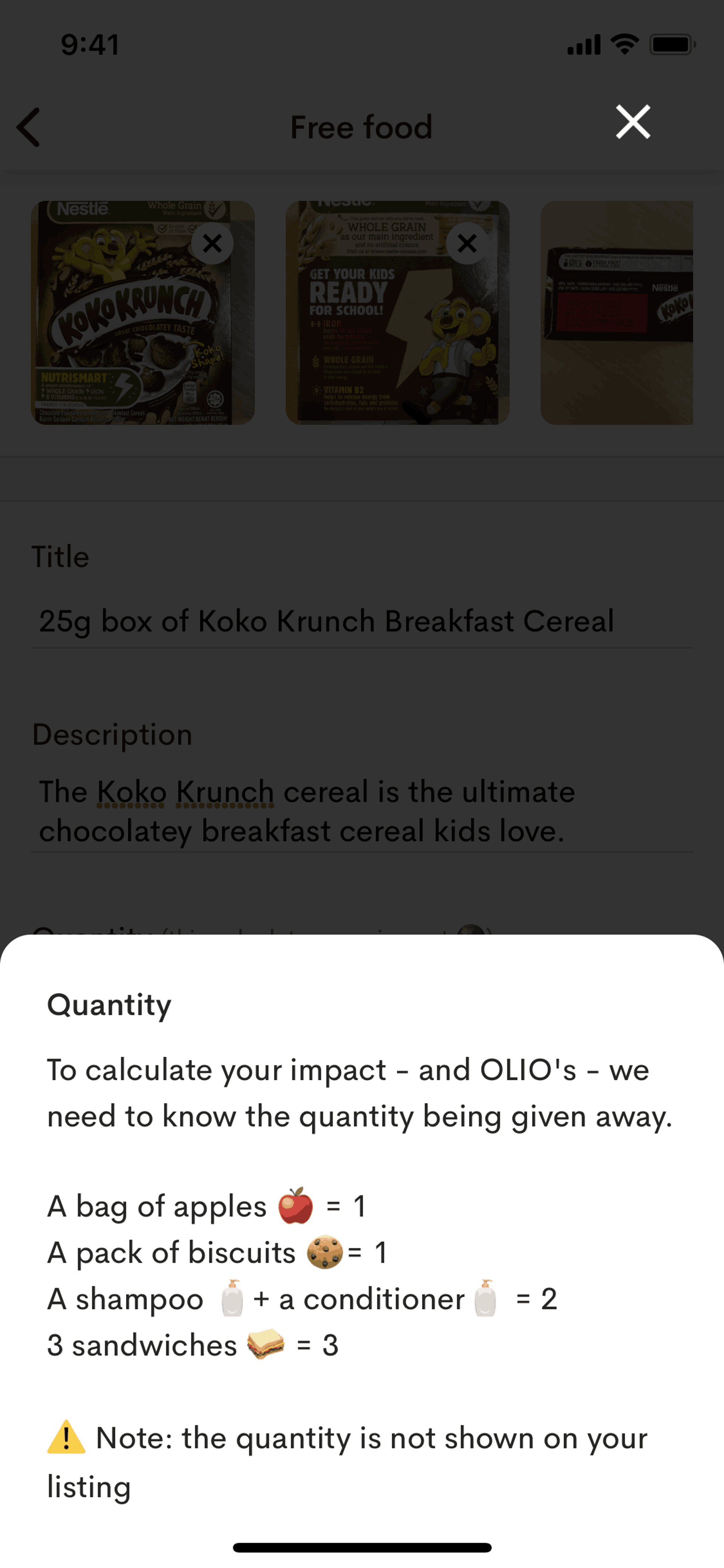 OLIO iOS Food & Drink interface screenshot 8