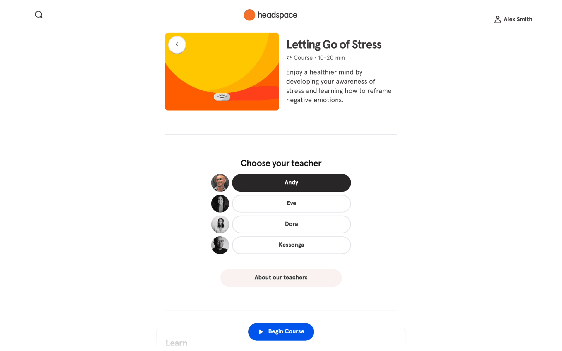Headspace Web Health & Fitness interface screenshot 9