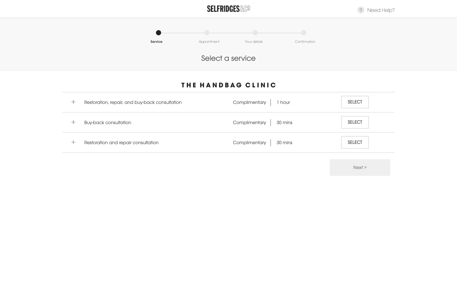 Selfridges Web Shopping interface screenshot 10