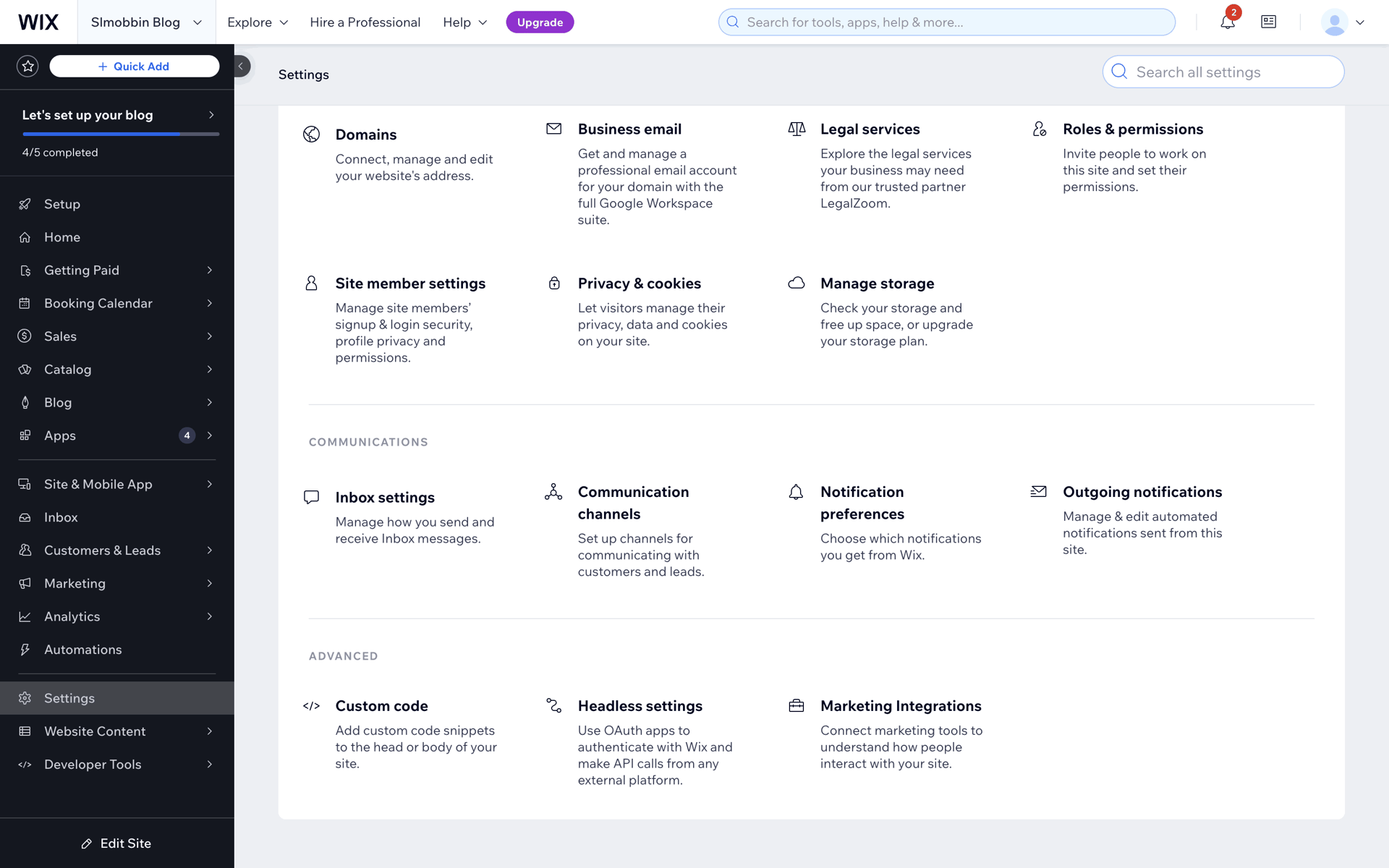 Wix Web Business interface screenshot 8