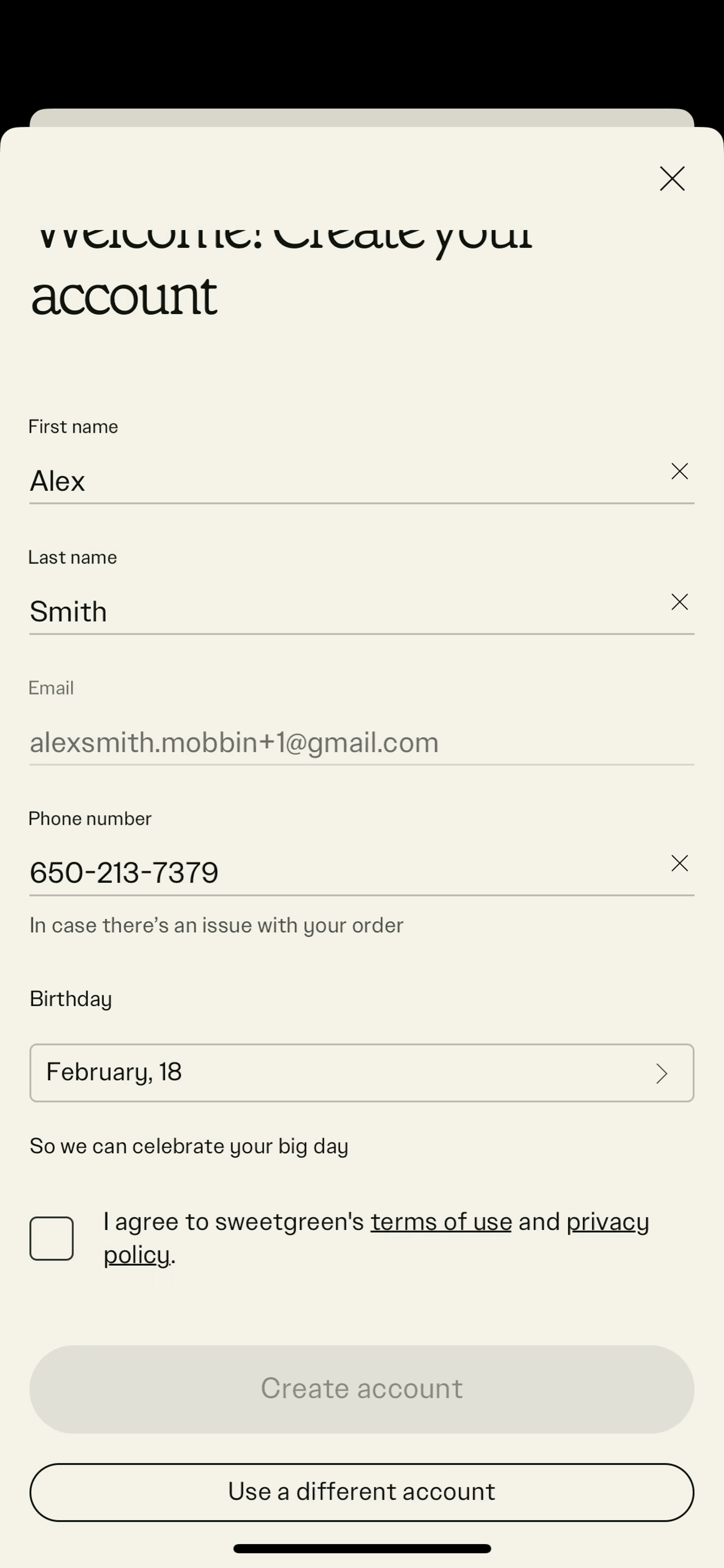 sweetgreen iOS Food & Drink interface screenshot 16