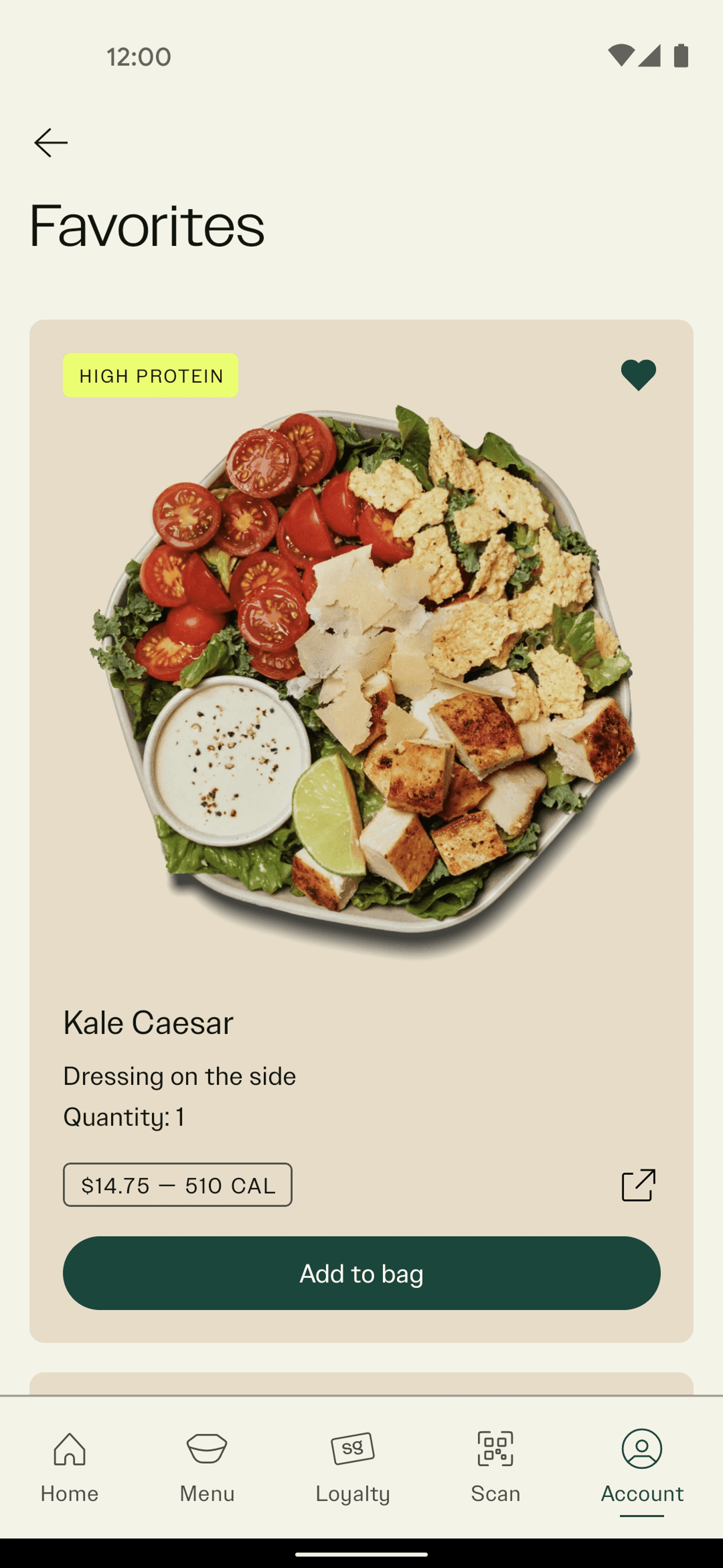 sweetgreen Android Food & Drink interface screenshot 17