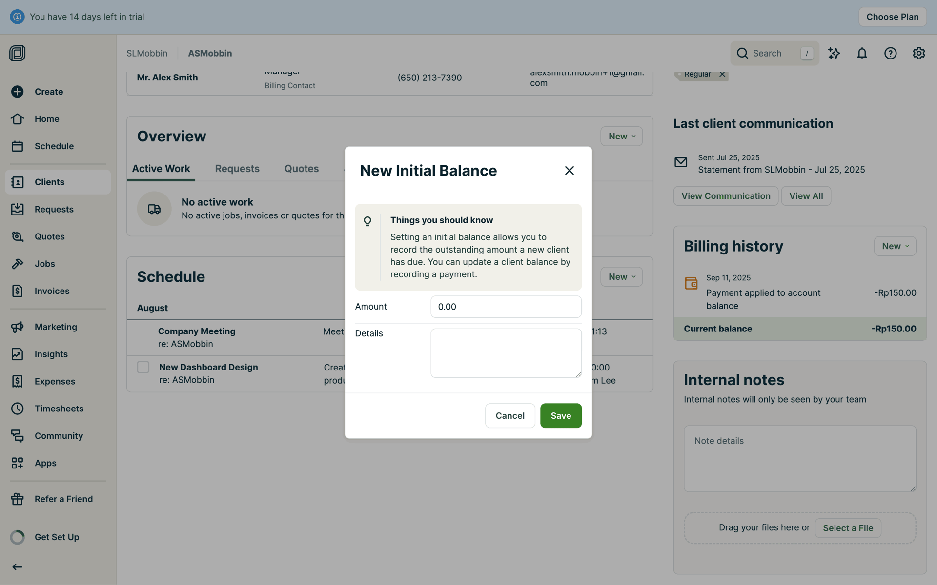 Jobber Web Business interface screenshot 4
