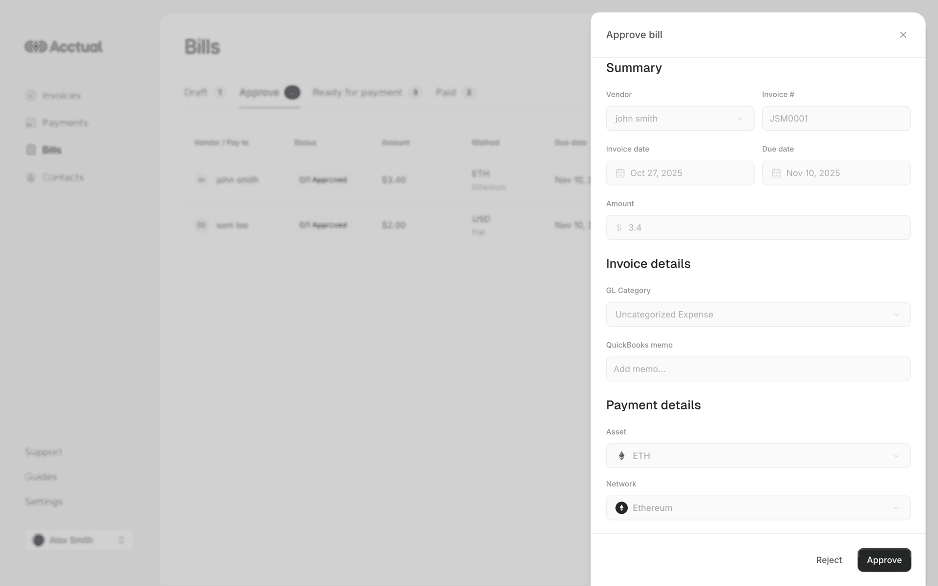 Acctual Web Finance interface screenshot 5