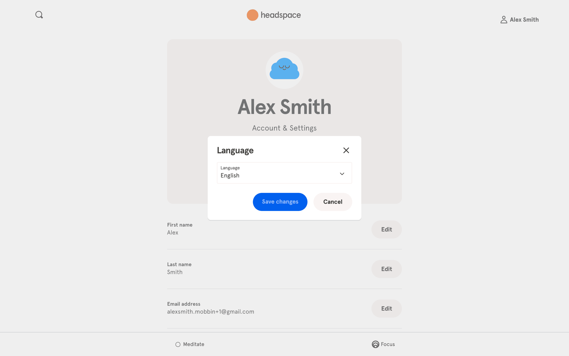 Headspace Web Health & Fitness interface screenshot 22