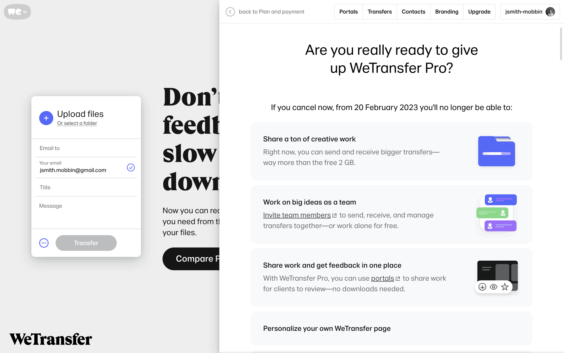 WeTransfer Web Productivity interface screenshot 22