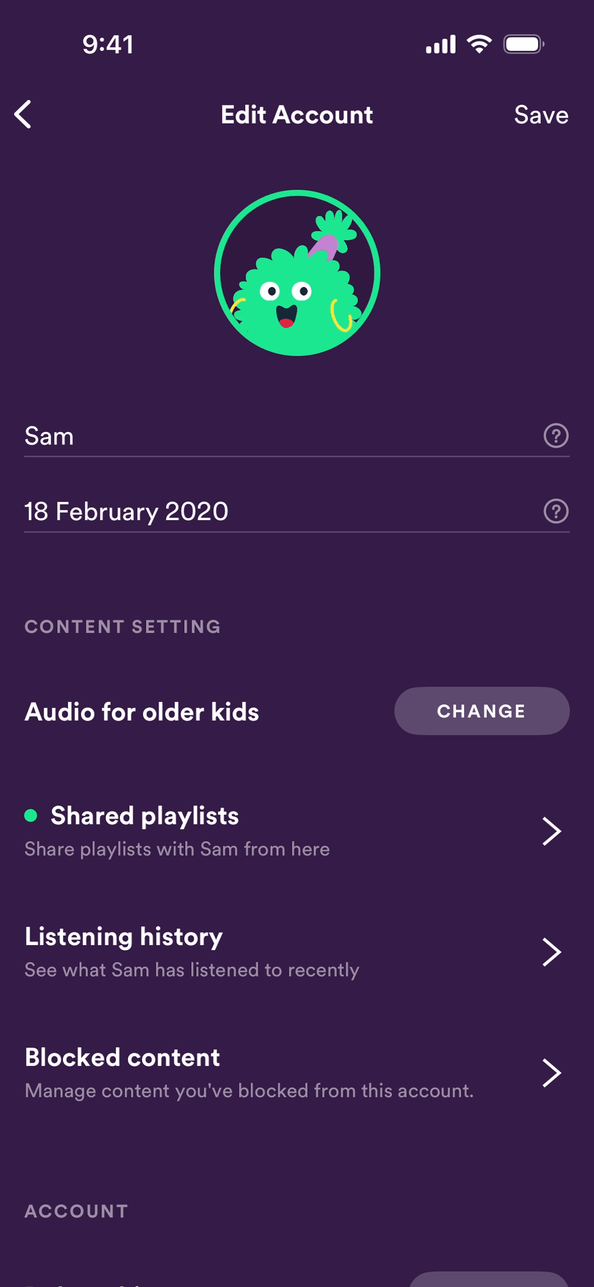 Spotify Kids iOS Music & Audio interface screenshot 3