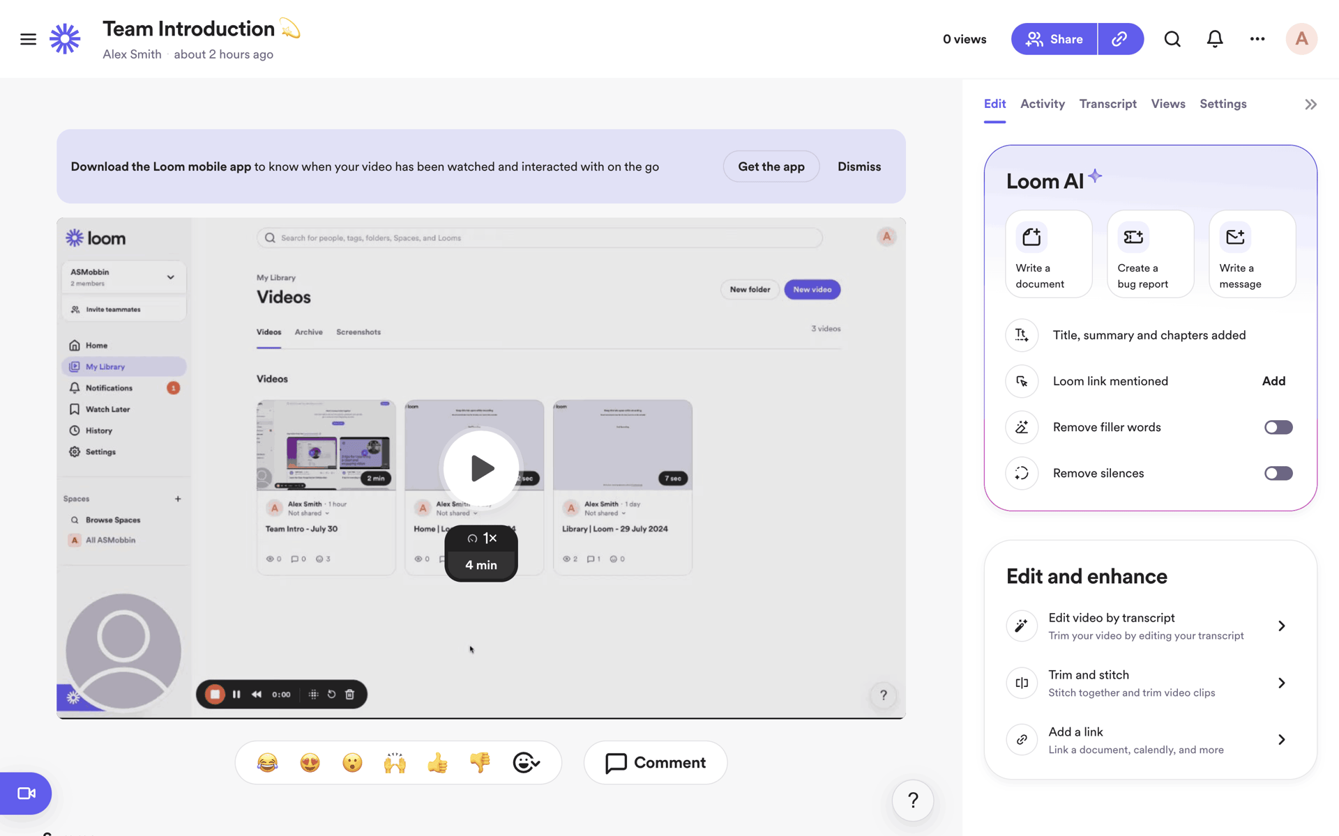 Loom Web Photo & Video interface screenshot 7