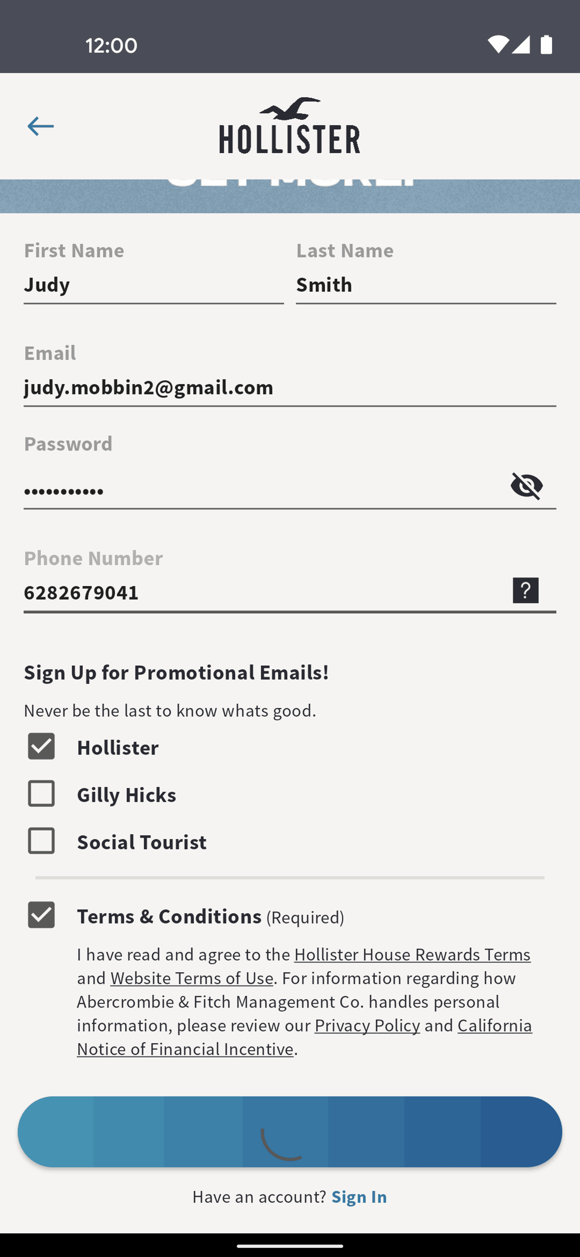 Hollister Co. Android Shopping interface screenshot 10