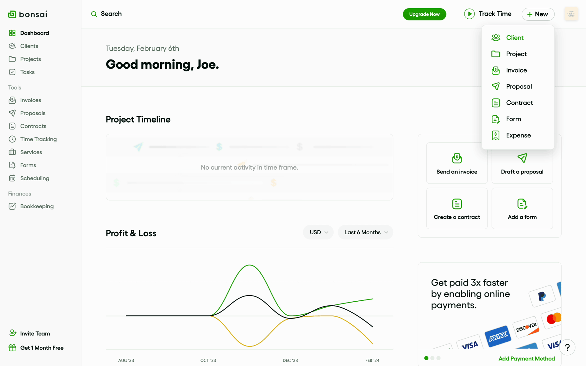 Bonsai Web Finance interface screenshot 12