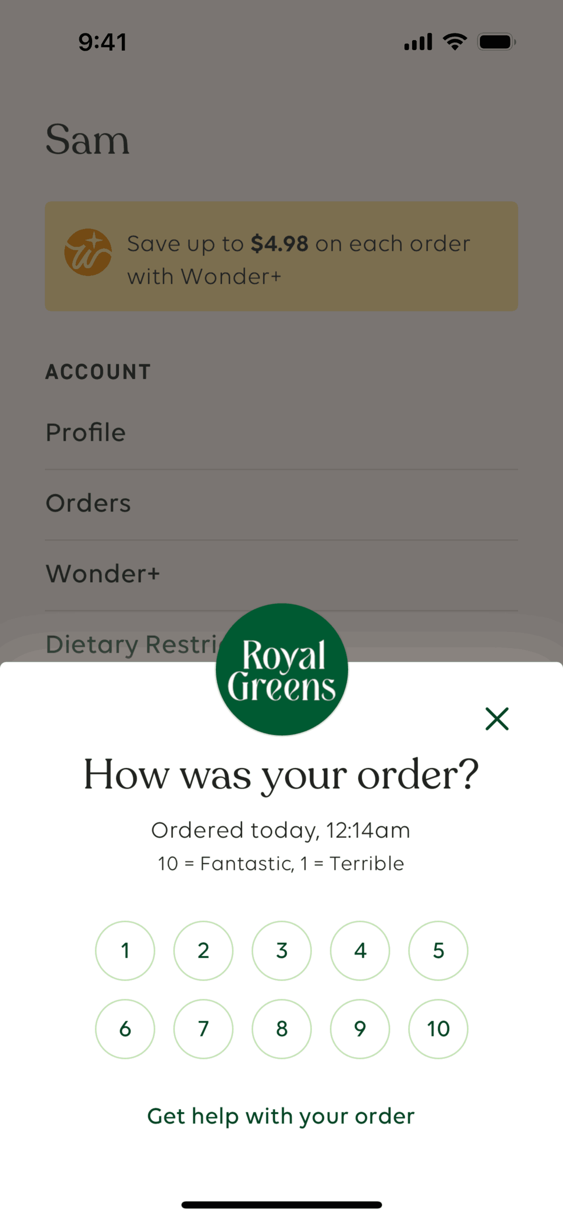 Wonder iOS Food & Drink interface screenshot 9