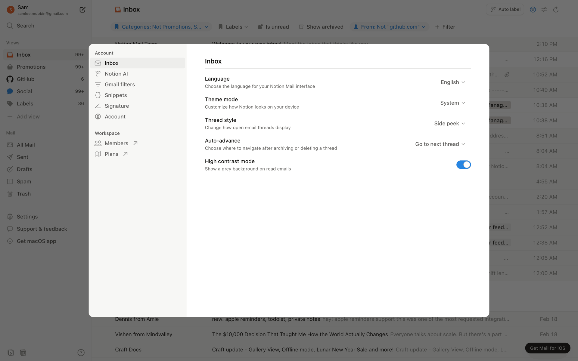 Notion Mail Web Productivity interface screenshot 3