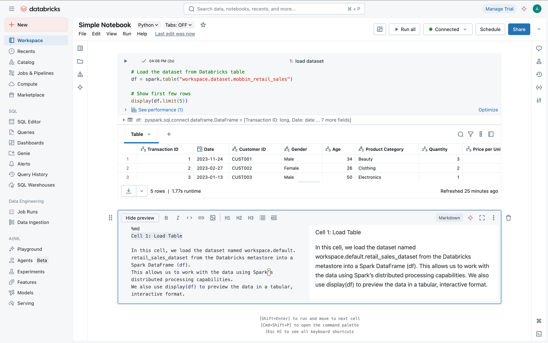 Databricks Web Developer Tools interface screenshot 18