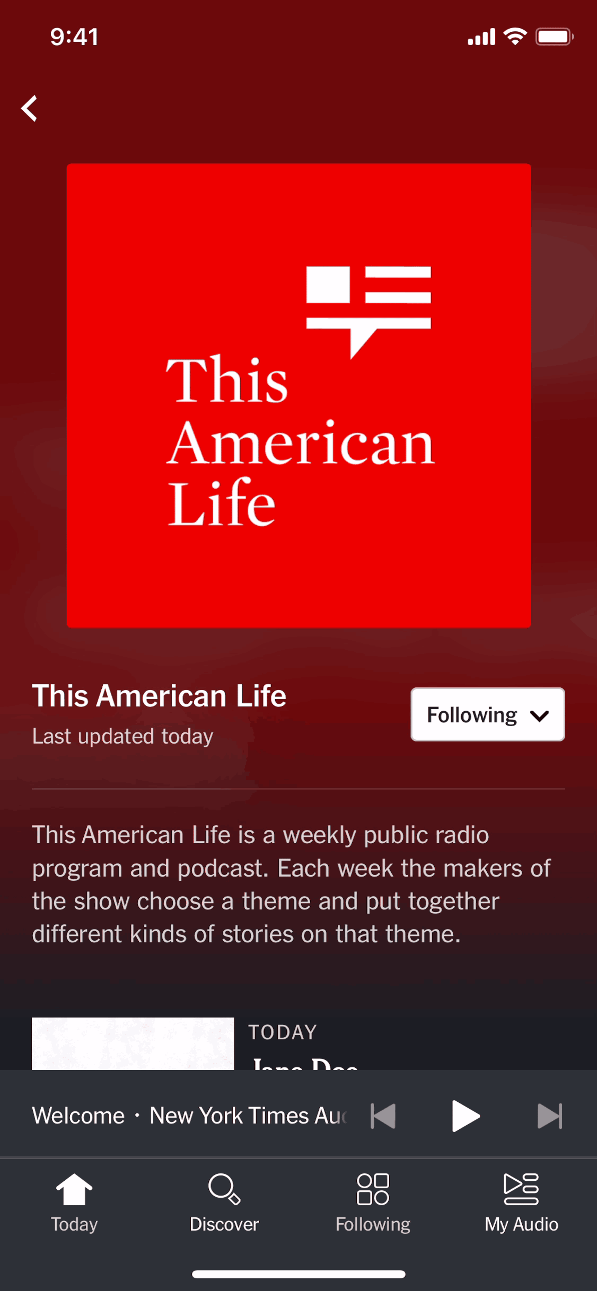NYT Audio iOS Music & Audio interface screenshot 13