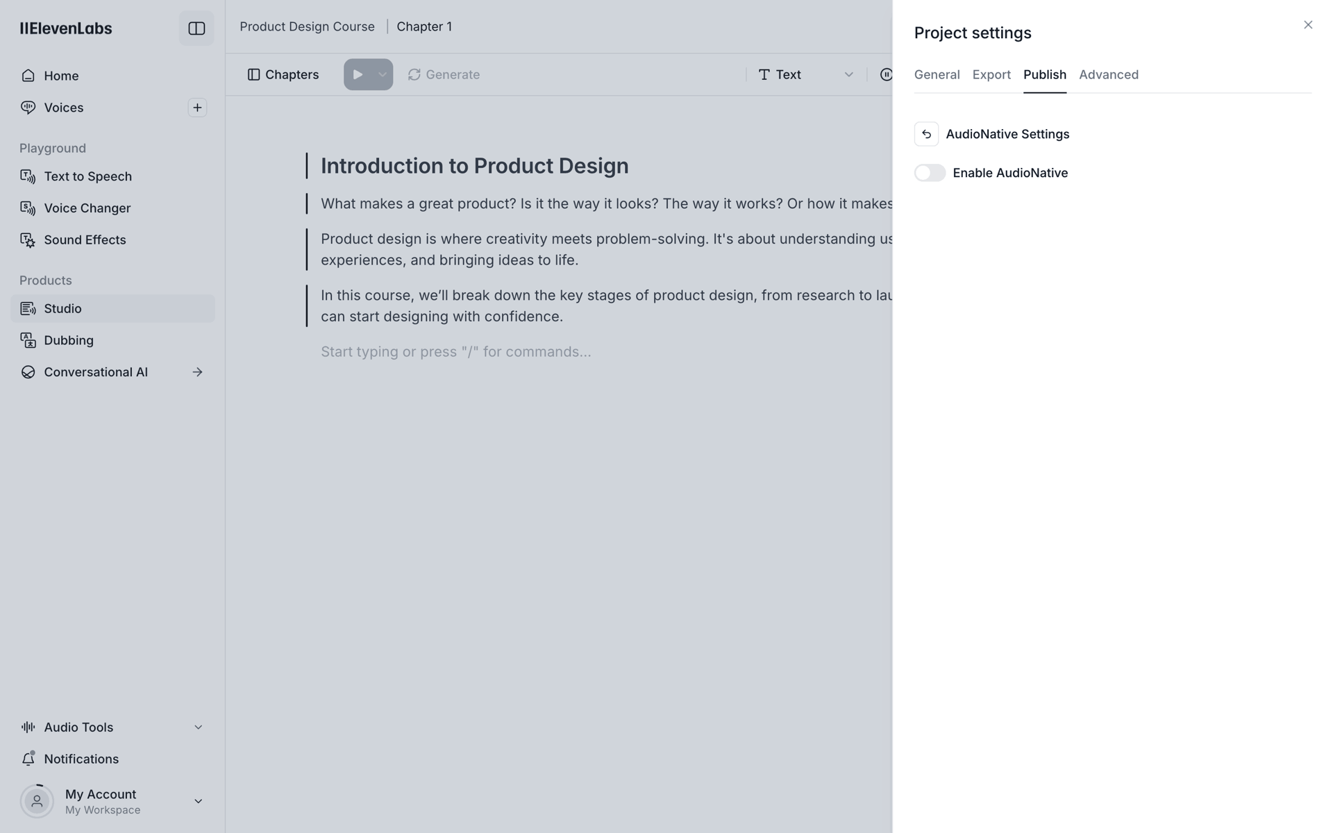 ElevenLabs Web AI interface screenshot 13
