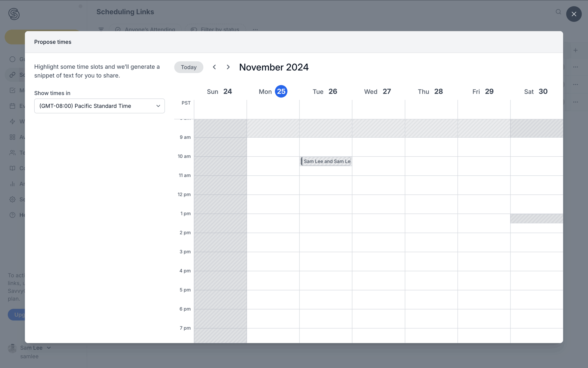 SavvyCal Web Collaboration interface screenshot 10
