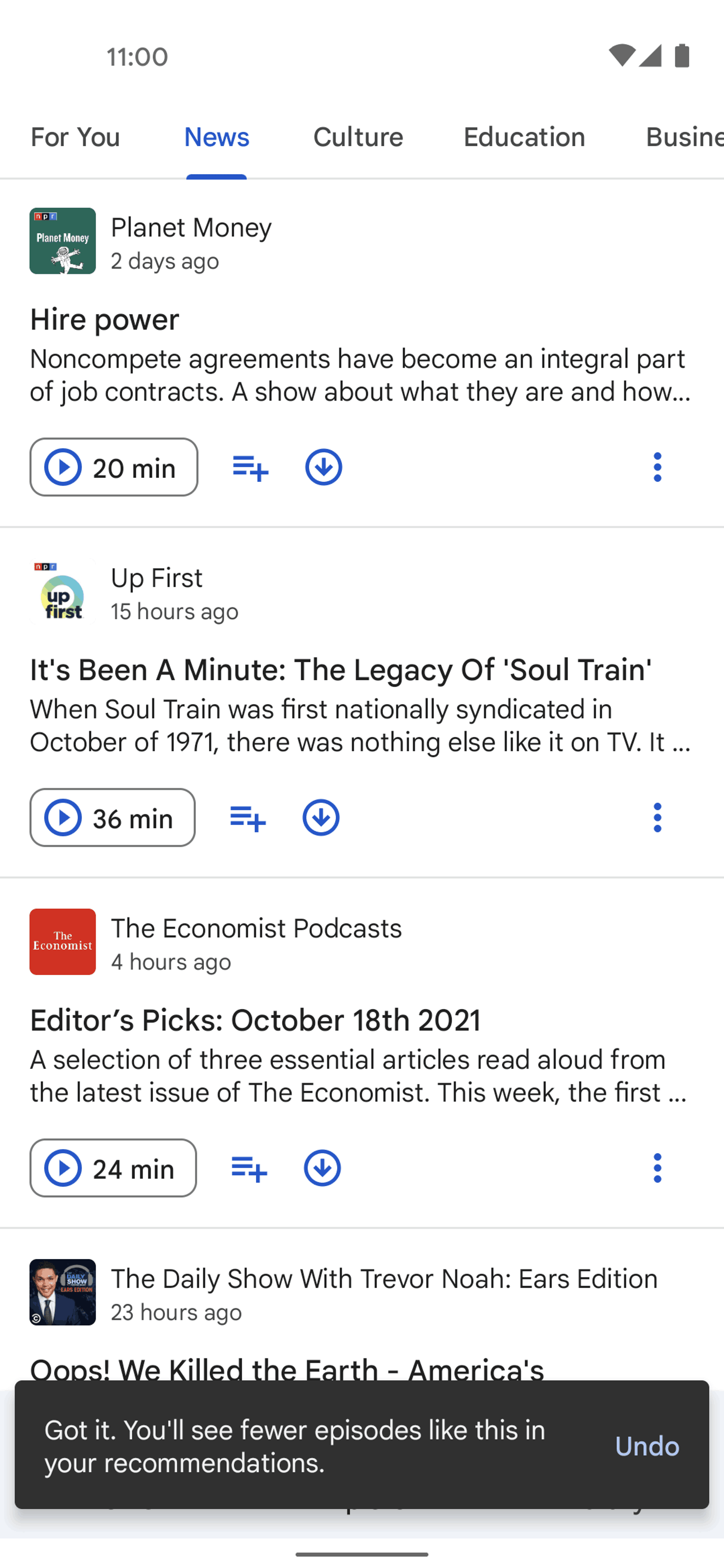 Google Podcasts Android Music & Audio interface screenshot 8