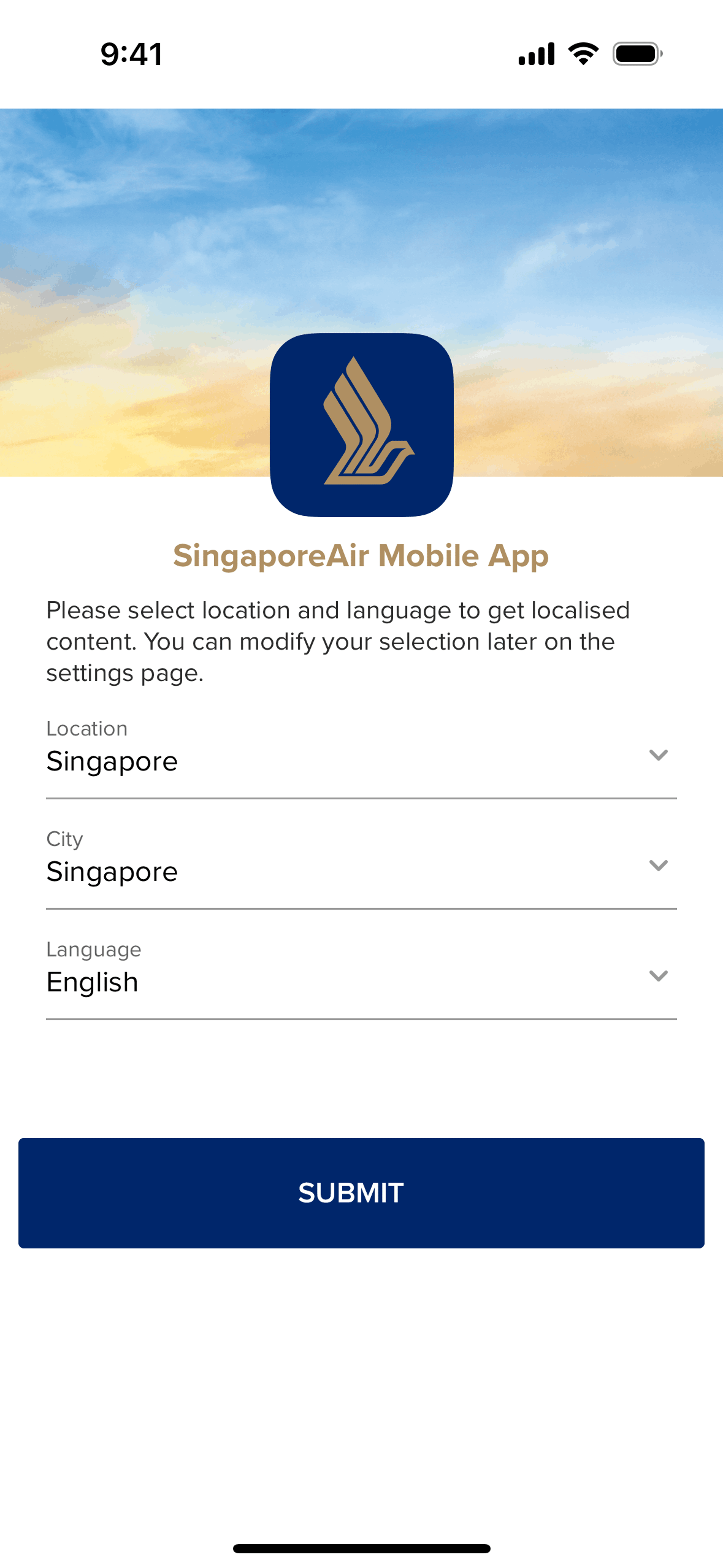 Singapore Airlines iOS Travel & Transportation interface screenshot 3