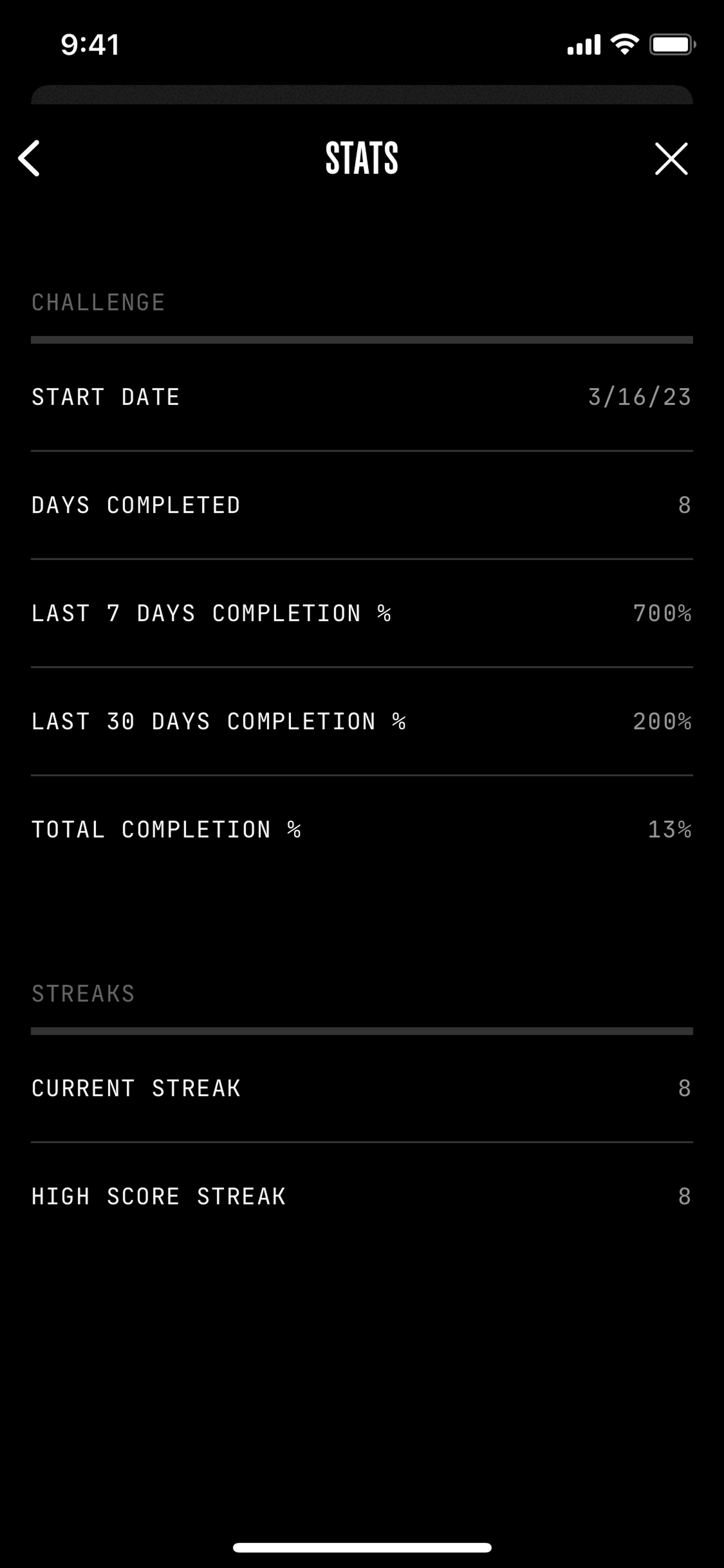 (Not Boring) Habits iOS Health & Fitness interface screenshot 7