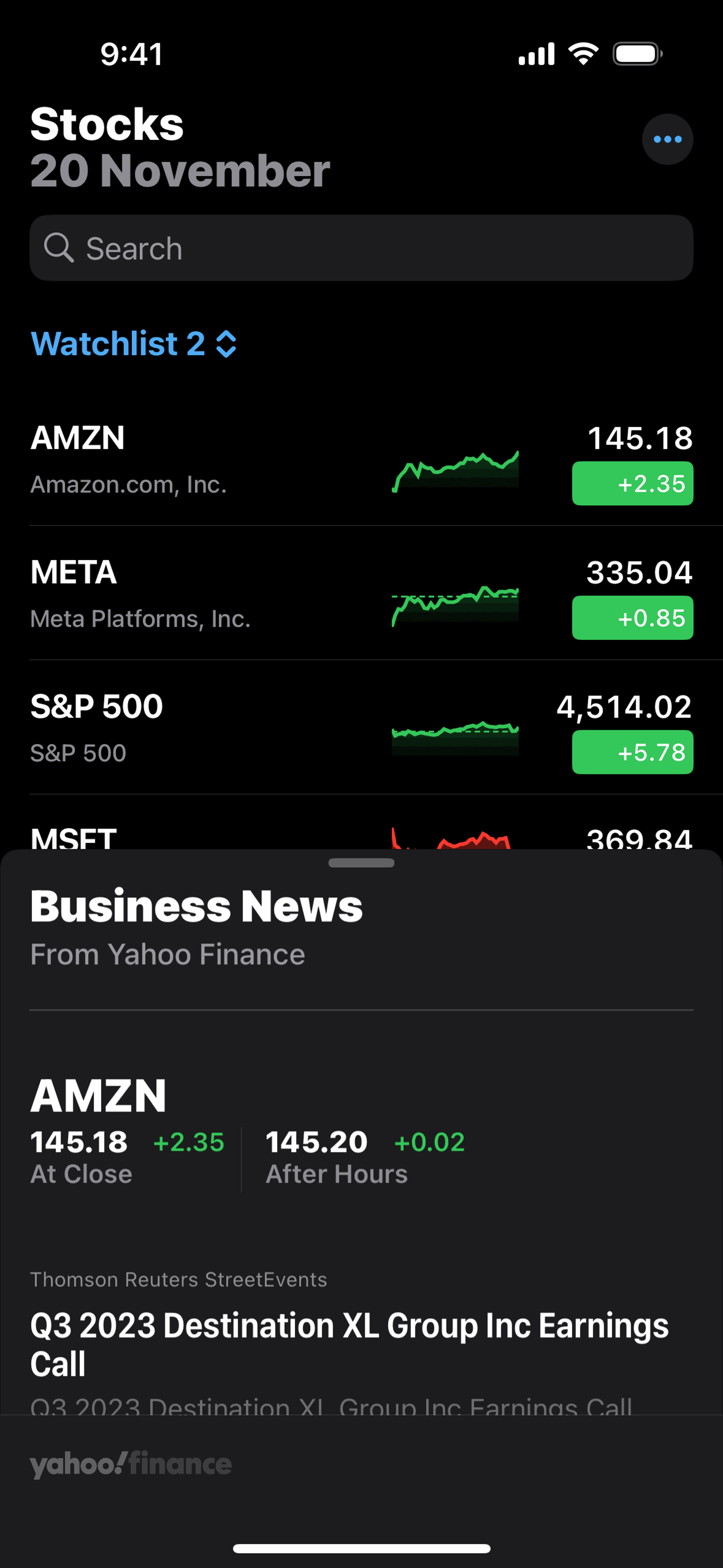 Stocks iOS Finance interface screenshot 16