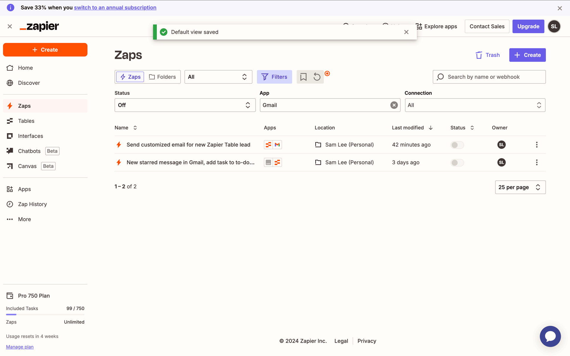 Zapier Web Productivity interface screenshot 17