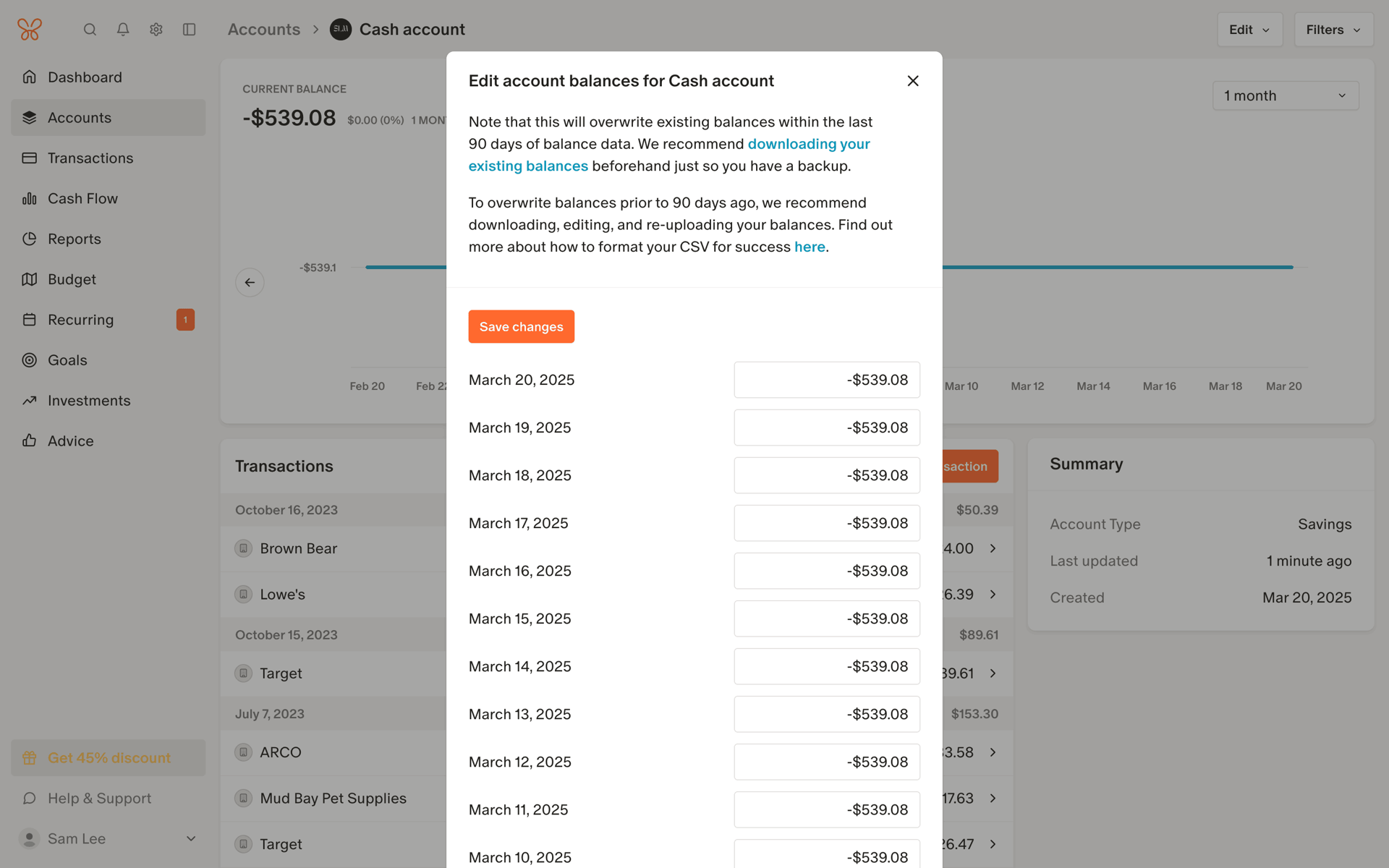 Monarch Web Finance interface screenshot 10