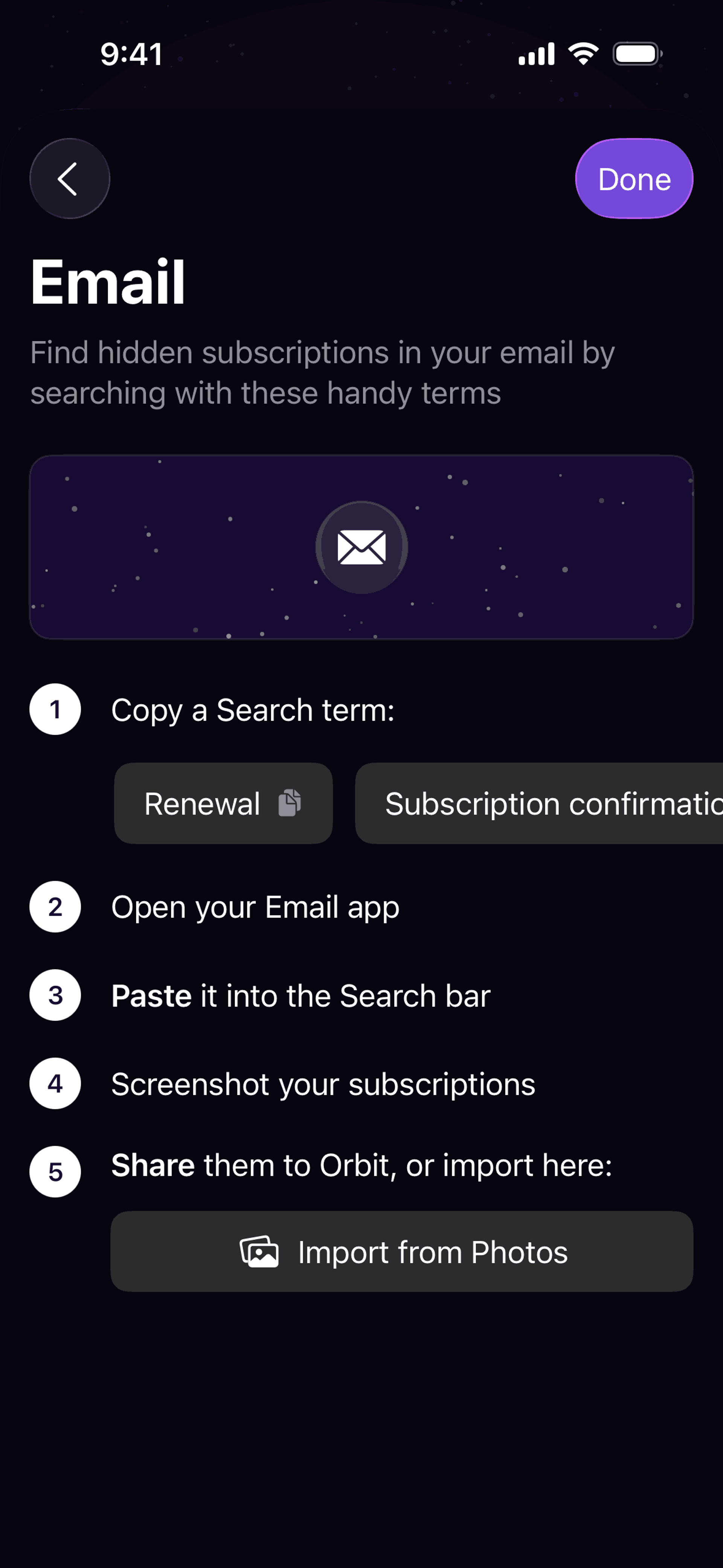 Orbit iOS Finance interface screenshot 17