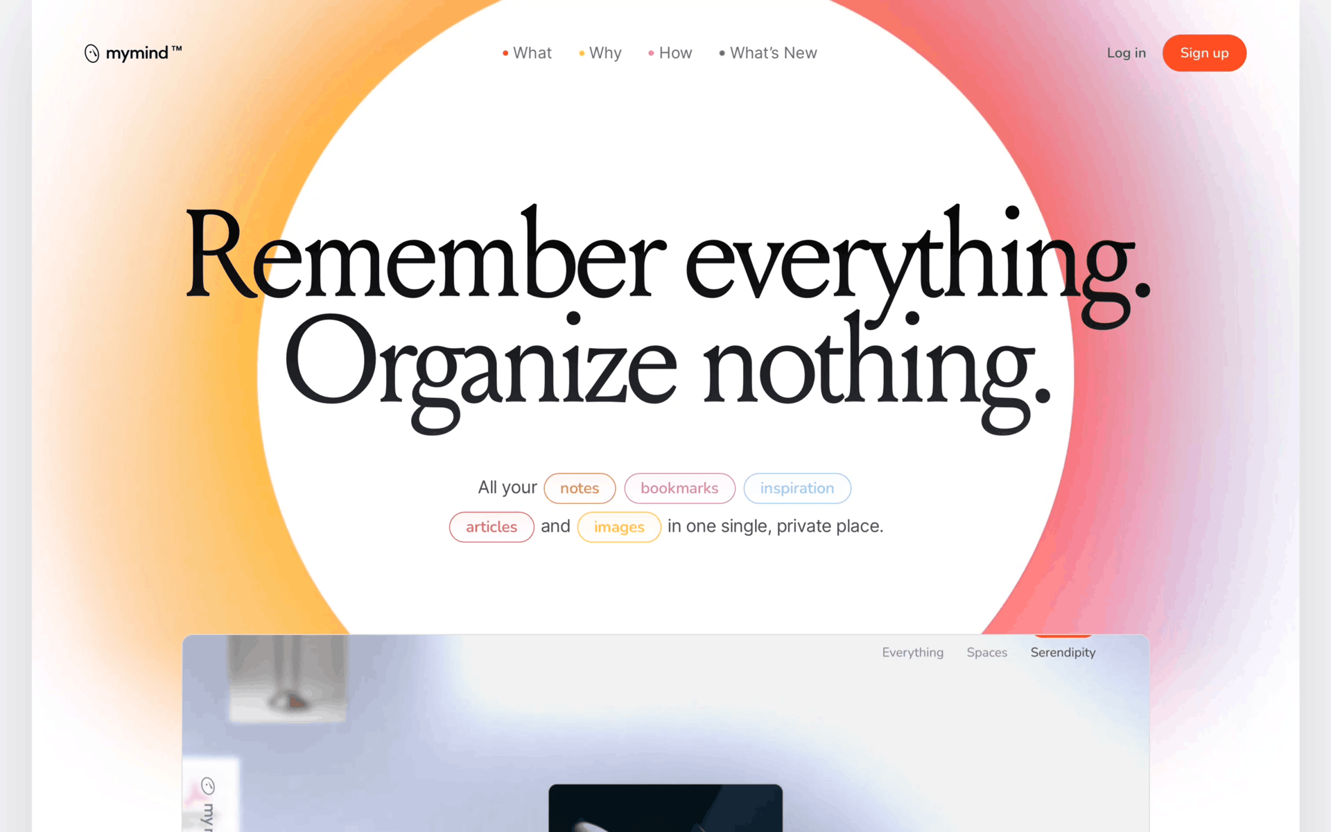 mymind Web Productivity interface screenshot 1